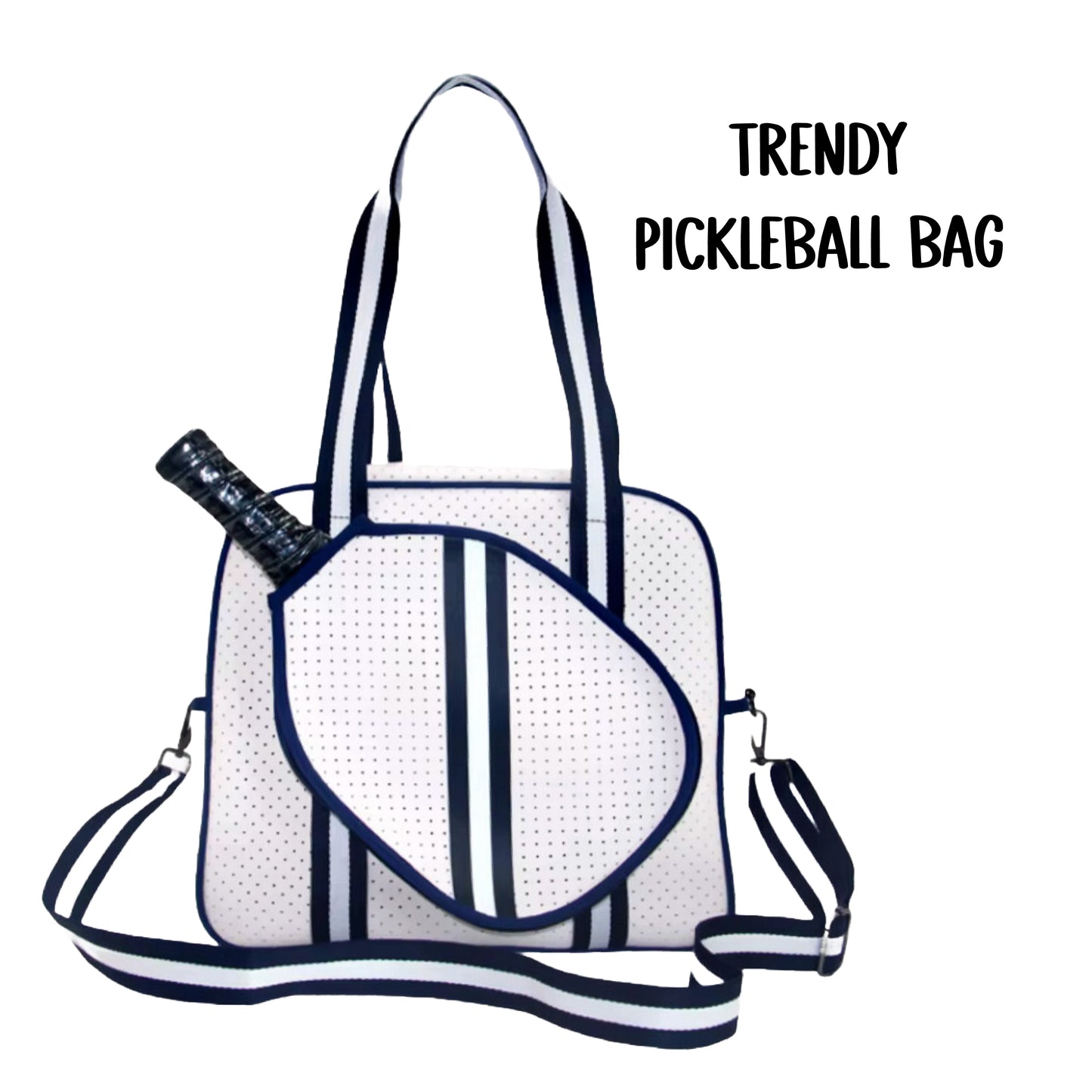 "Trendy" White and Blue Pickleball Bag (Free Customization) | Pickleball Sports Bag | Medium Size Court Bag