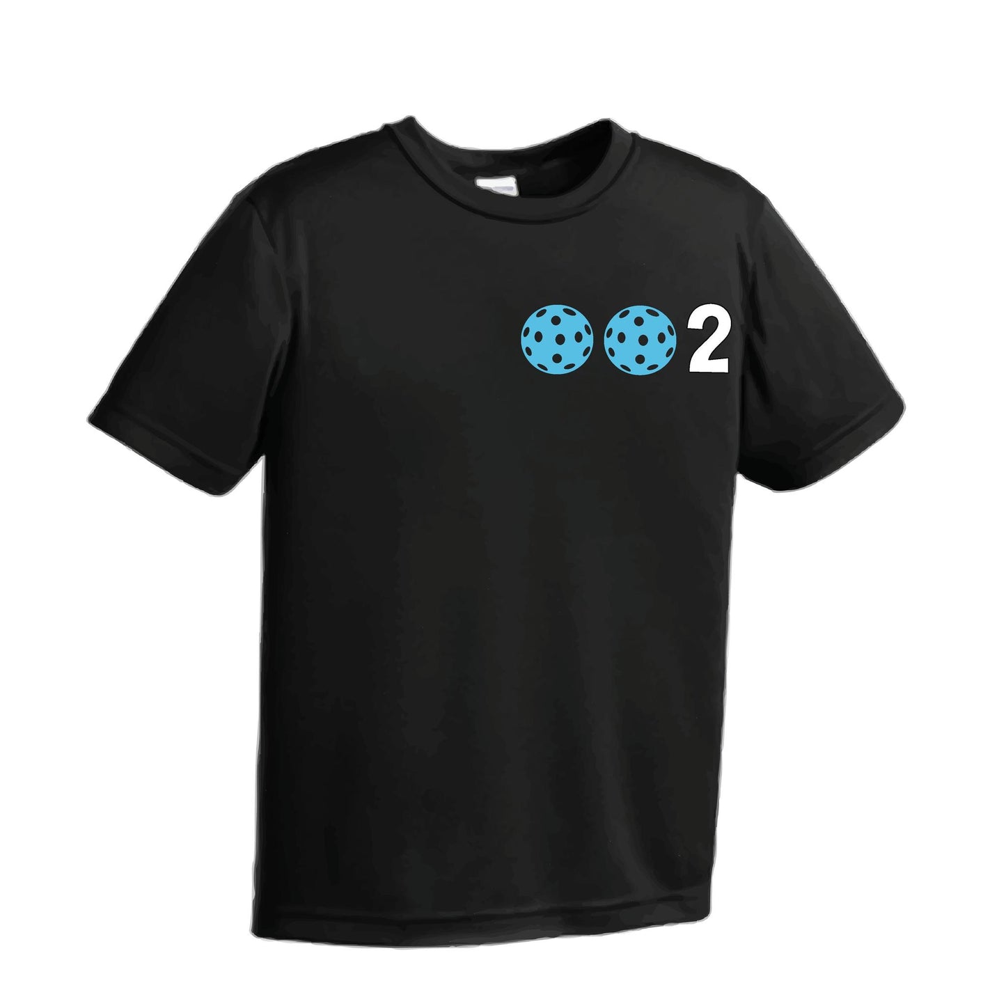 002 Pickleball (Ball Colors Cyan Red Orange) | Youth Short Sleeve Pickleball Performance T-Shirts | 100% Polyester