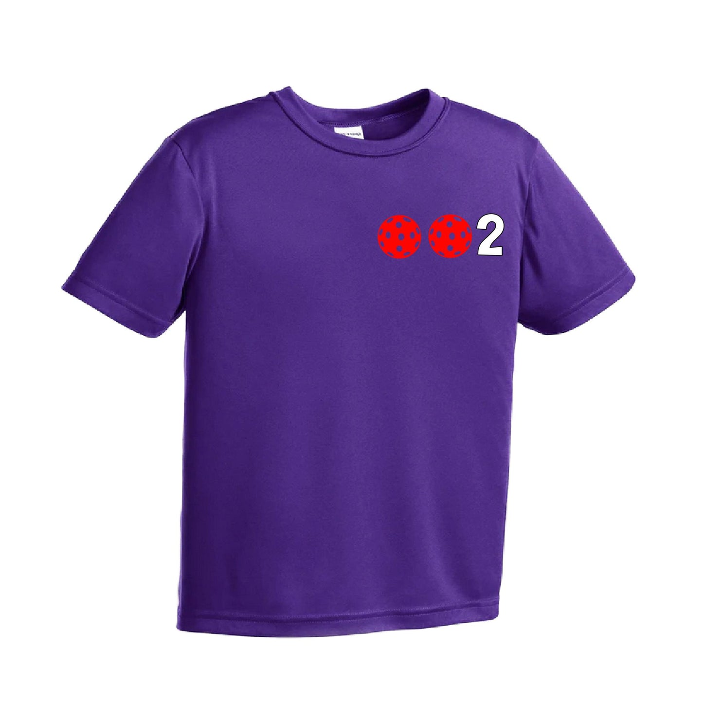 002 Pickleball (Ball Colors Cyan Red Orange) | Youth Short Sleeve Pickleball Performance T-Shirts | 100% Polyester