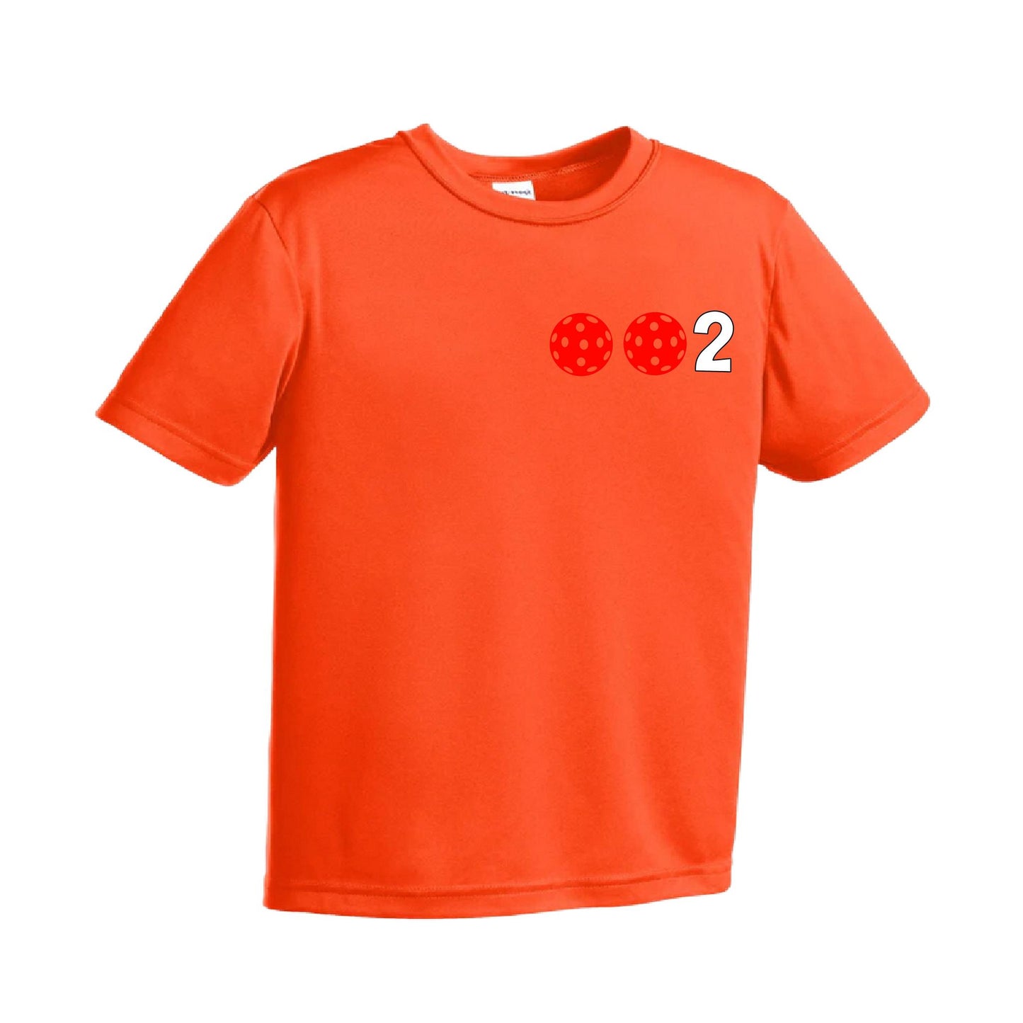 002 Pickleball (Ball Colors Cyan Red Orange) | Youth Short Sleeve Pickleball Performance T-Shirts | 100% Polyester