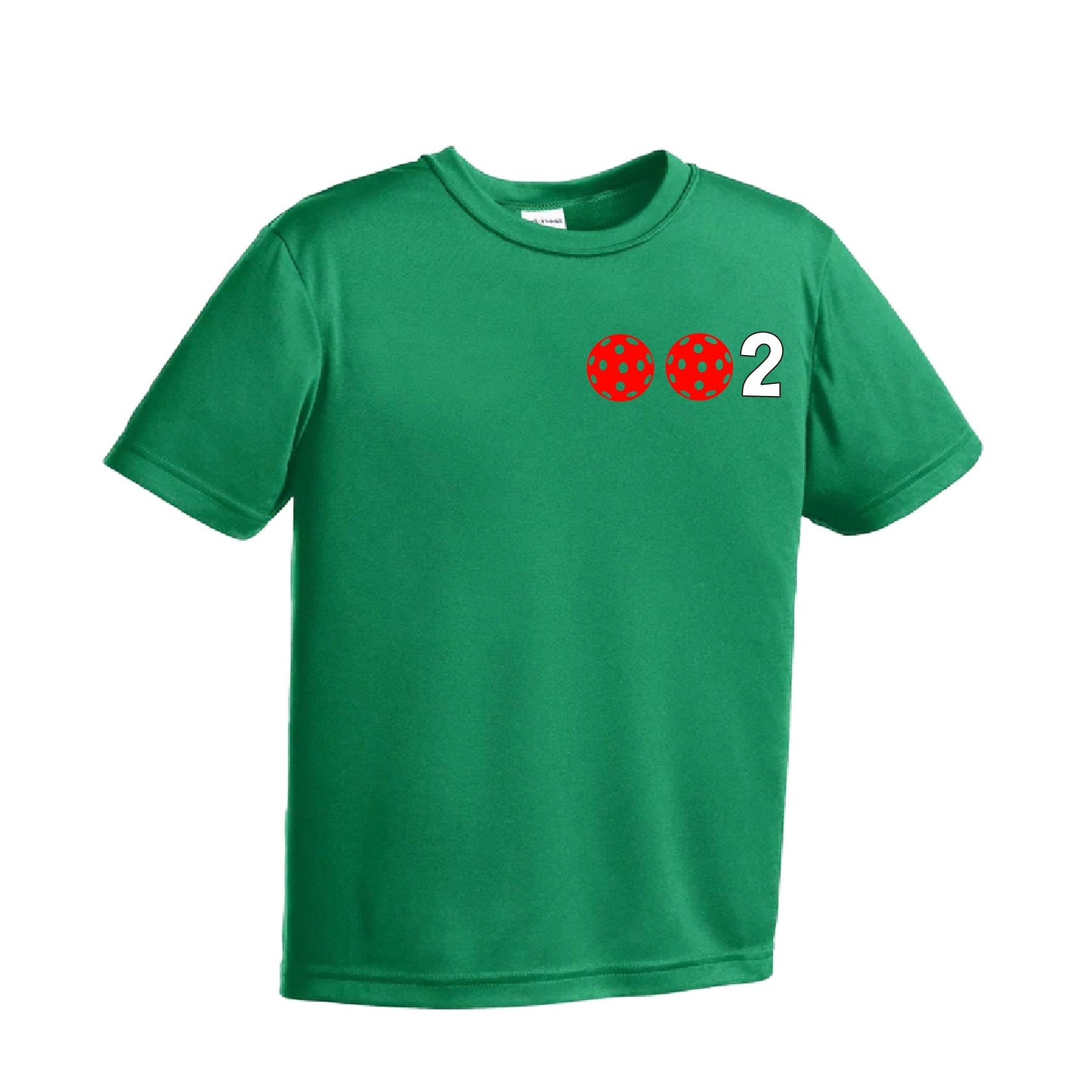 002 Pickleball (Ball Colors Cyan Red Orange) | Youth Short Sleeve Pickleball Performance T-Shirts | 100% Polyester