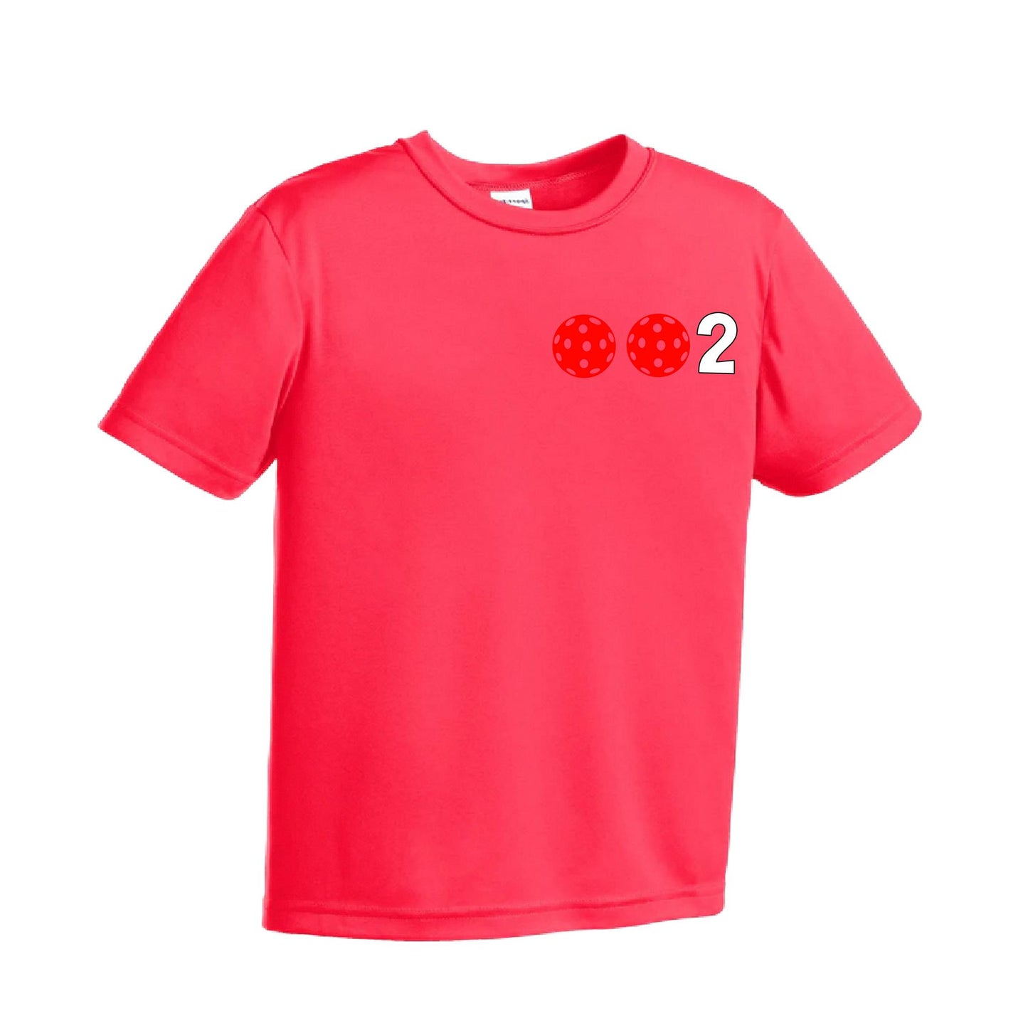 002 Pickleball (Ball Colors Cyan Red Orange) | Youth Short Sleeve Pickleball Performance T-Shirts | 100% Polyester