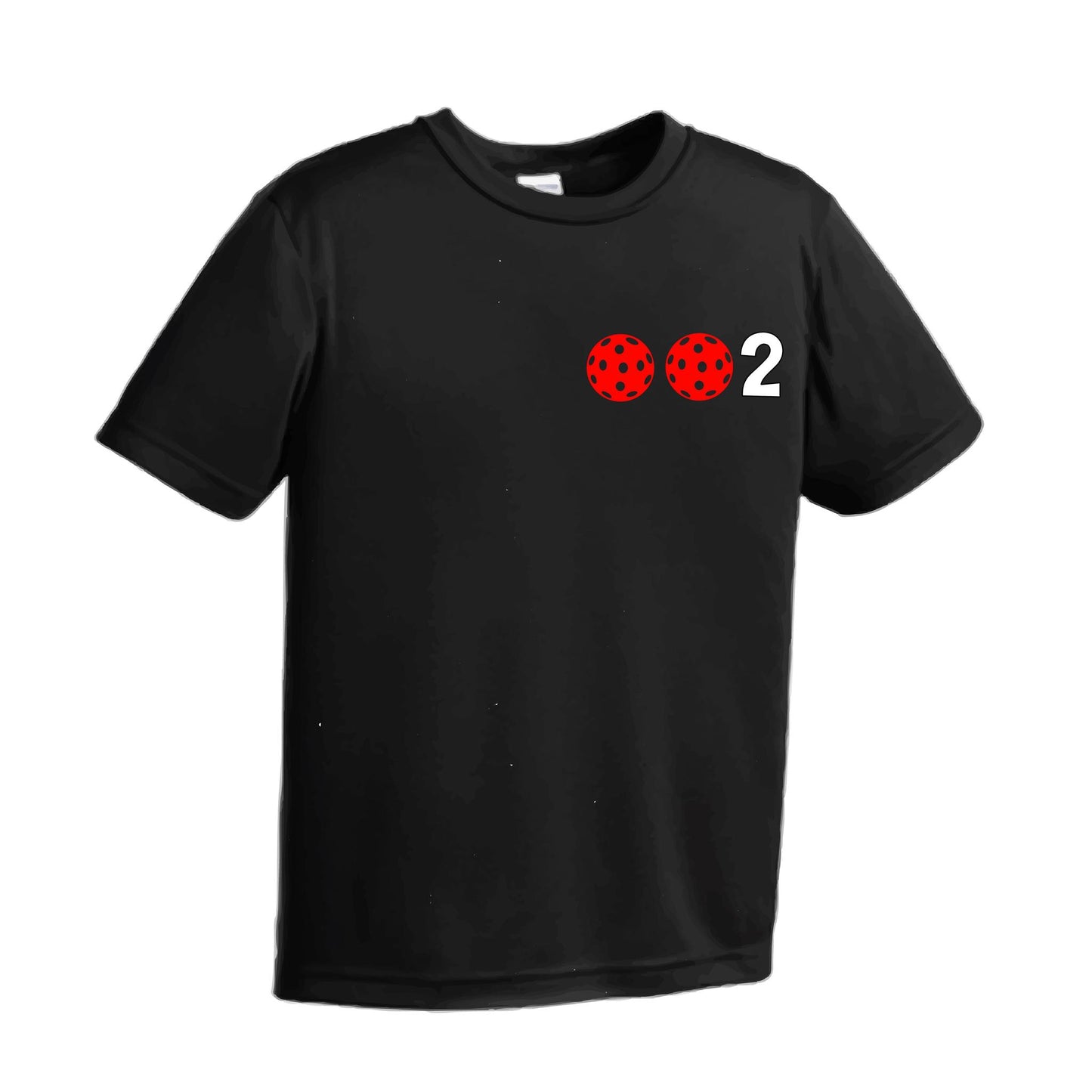 002 Pickleball (Ball Colors Cyan Red Orange) | Youth Short Sleeve Pickleball Performance T-Shirts | 100% Polyester