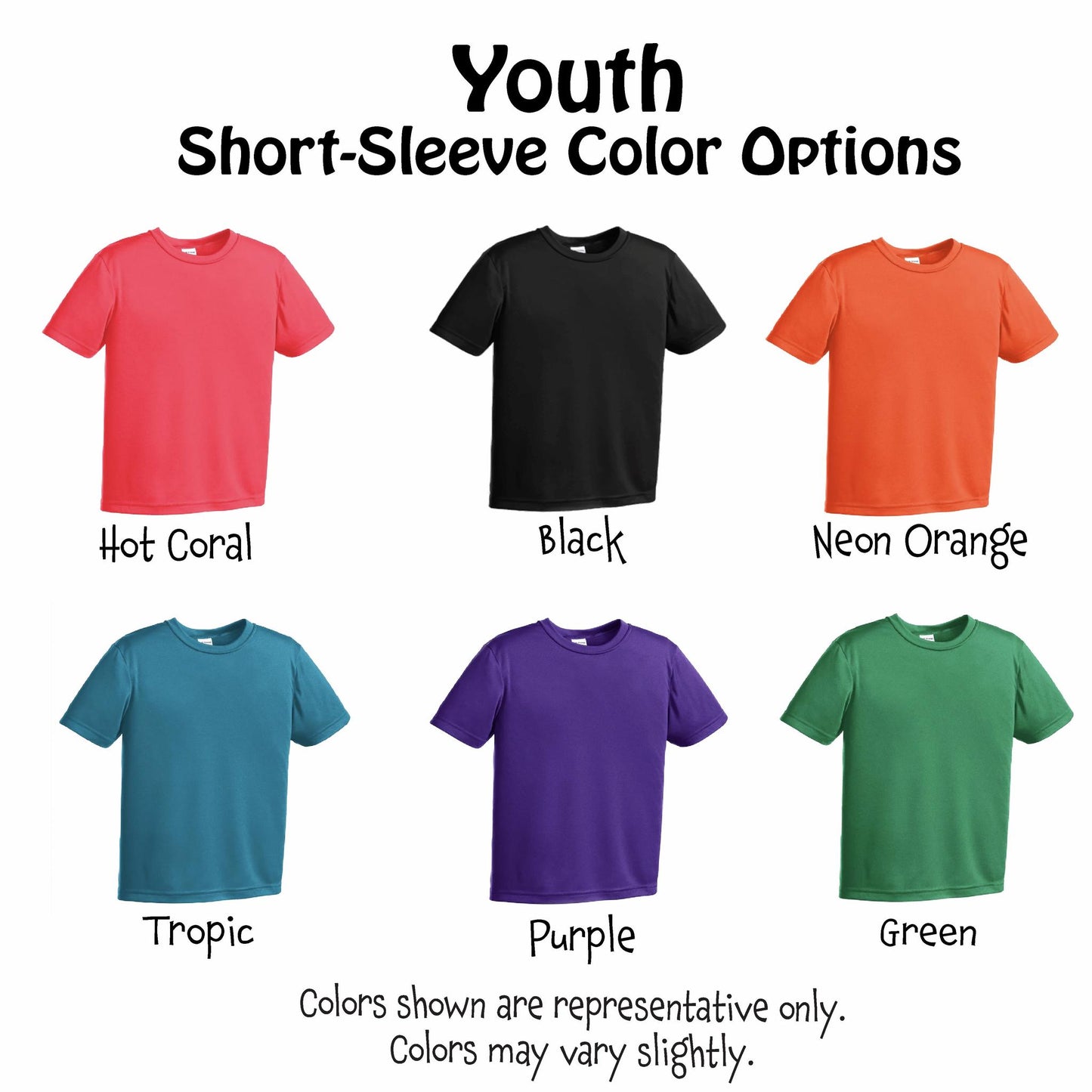 002 Pickleball (Ball Colors Cyan Red Orange) | Youth Short Sleeve Pickleball Performance T-Shirts | 100% Polyester