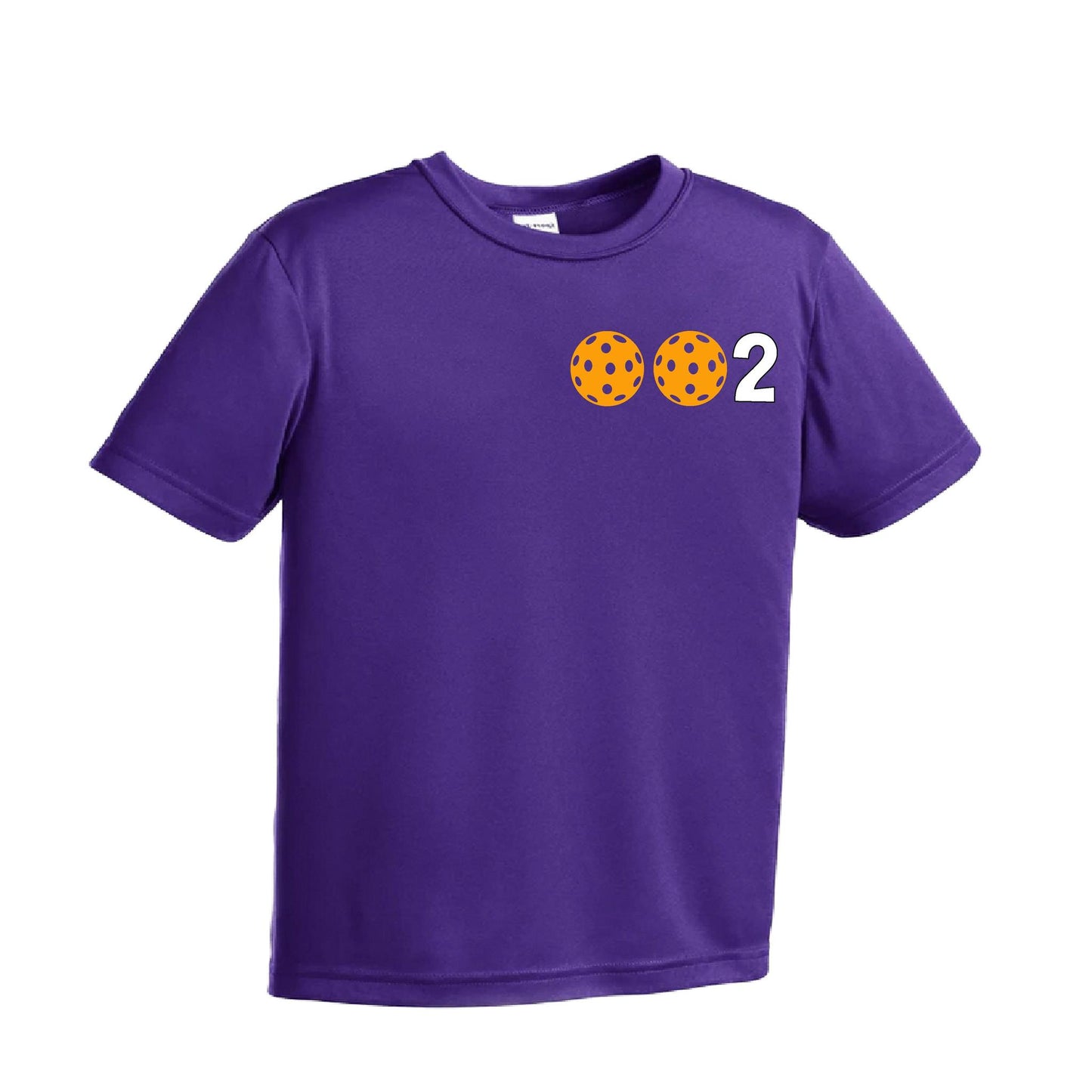 002 Pickleball (Ball Colors Cyan Red Orange) | Youth Short Sleeve Pickleball Performance T-Shirts | 100% Polyester