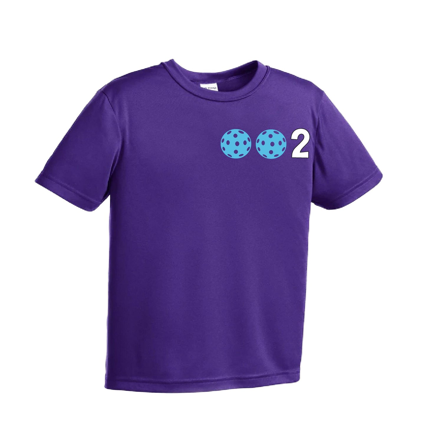 002 Pickleball (Ball Colors Cyan Red Orange) | Youth Short Sleeve Pickleball Performance T-Shirts | 100% Polyester