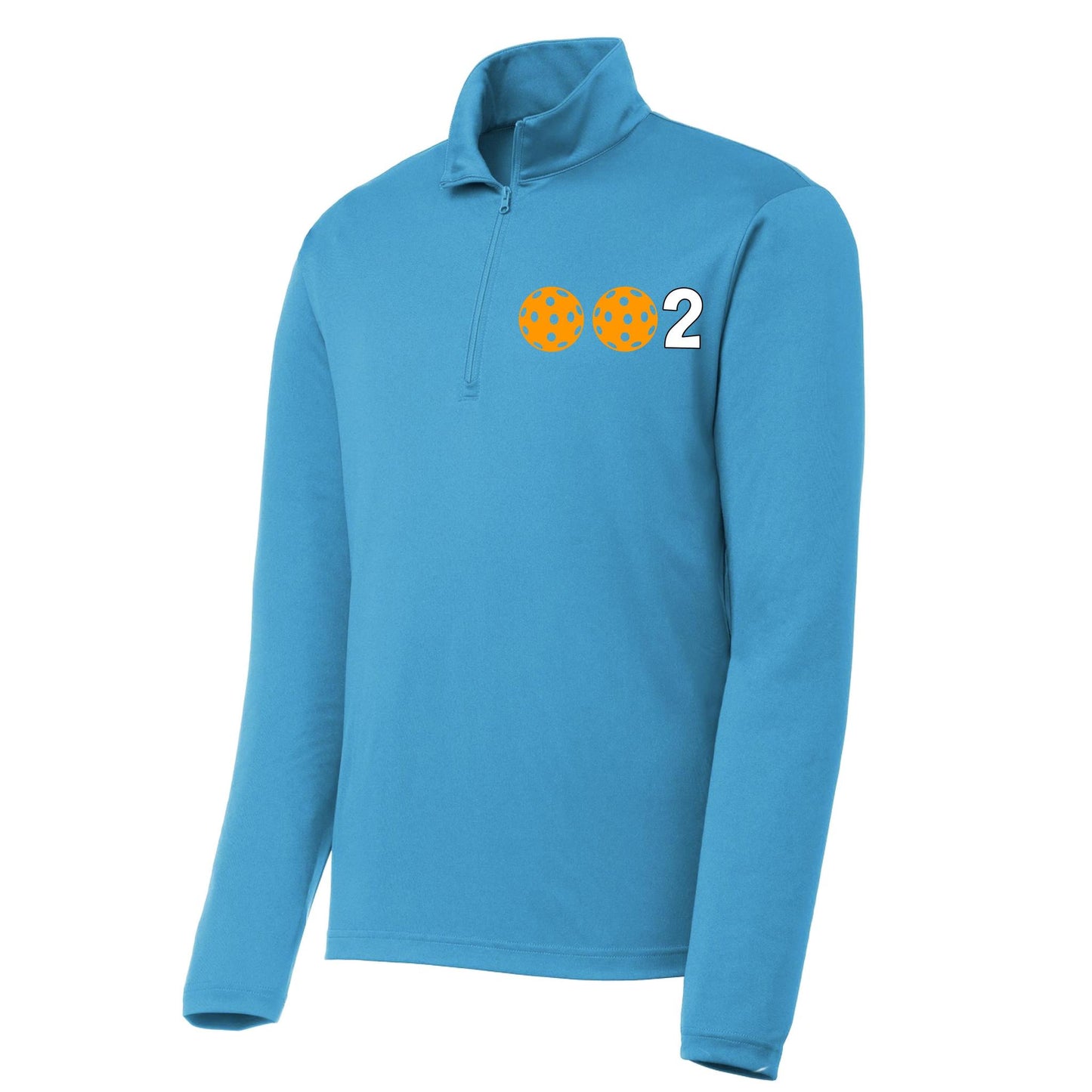 002 Pickleball (Colors Green Orange Red Or Stars) | Men's 1/4 Zip Long Sleeve Pullover Athletic Performance Shirt | 100% Polyester