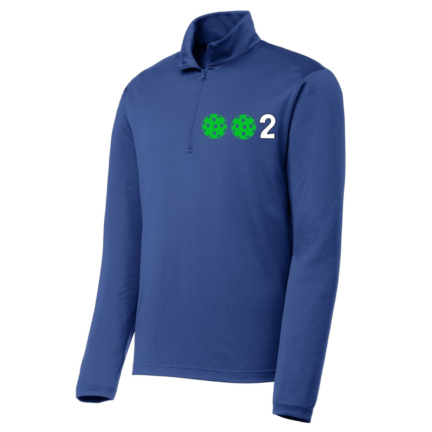 002 Pickleball (Colors Green Orange Red Or Stars) | Men's 1/4 Zip Long Sleeve Pullover Athletic Performance Shirt | 100% Polyester