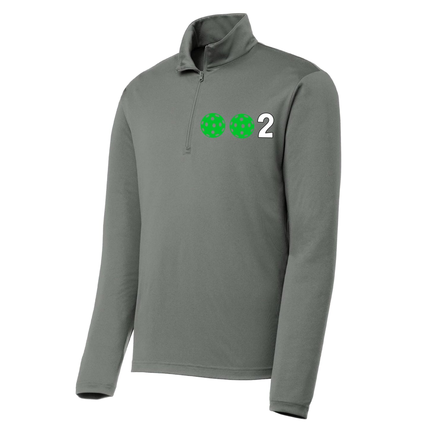 002 Pickleball (Colors Green Orange Red Or Stars) | Men's 1/4 Zip Long Sleeve Pullover Athletic Performance Shirt | 100% Polyester
