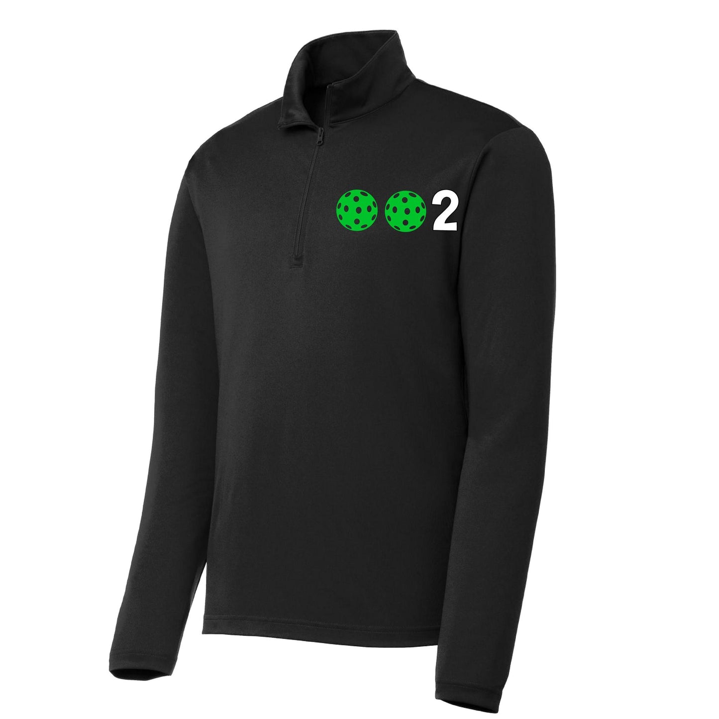 002 Pickleball (Colors Green Orange Red Or Stars) | Men's 1/4 Zip Long Sleeve Pullover Athletic Performance Shirt | 100% Polyester