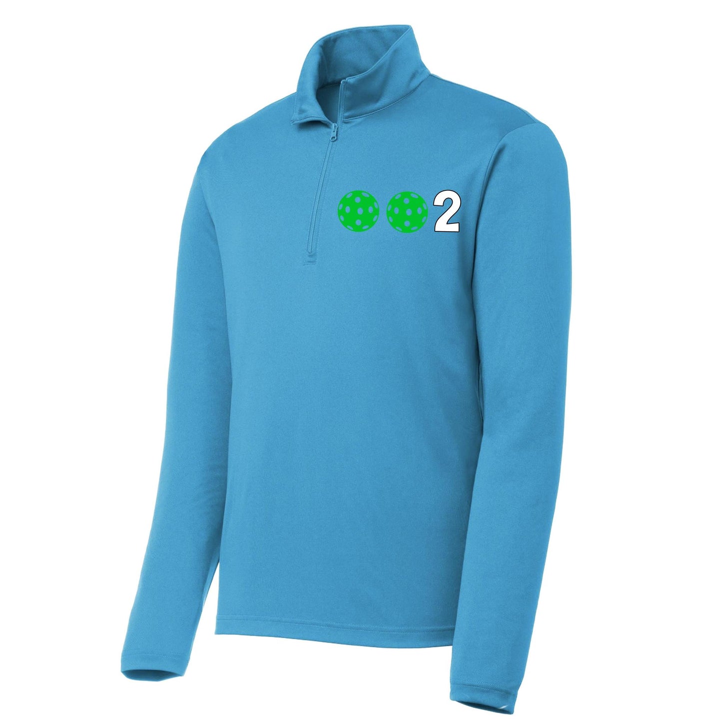 002 Pickleball (Colors Green Orange Red Or Stars) | Men's 1/4 Zip Long Sleeve Pullover Athletic Performance Shirt | 100% Polyester