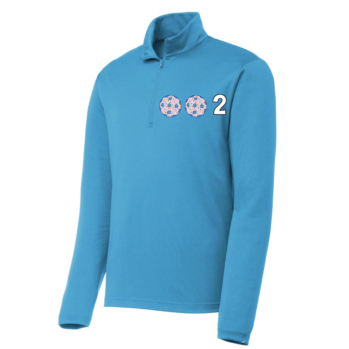 002 Pickleball (Colors Green Orange Red Or Stars) | Men's 1/4 Zip Long Sleeve Pullover Athletic Performance Shirt | 100% Polyester