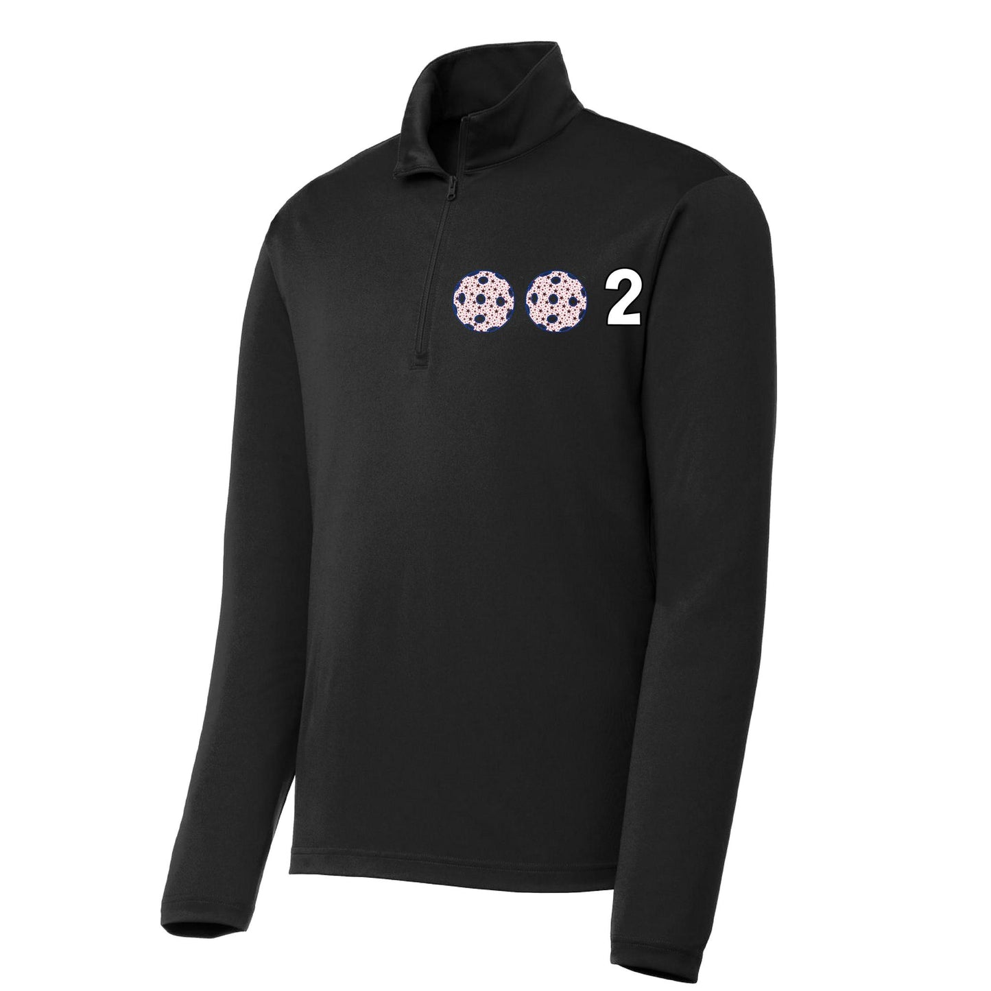 002 Pickleball (Colors Green Orange Red Or Stars) | Men's 1/4 Zip Long Sleeve Pullover Athletic Performance Shirt | 100% Polyester