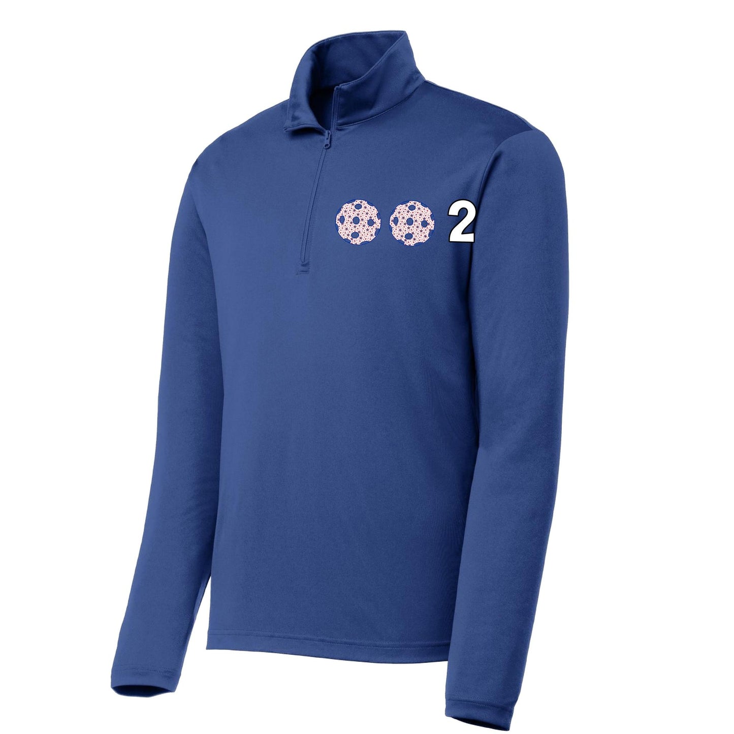 002 Pickleball (Colors Green Orange Red Or Stars) | Men's 1/4 Zip Long Sleeve Pullover Athletic Performance Shirt | 100% Polyester