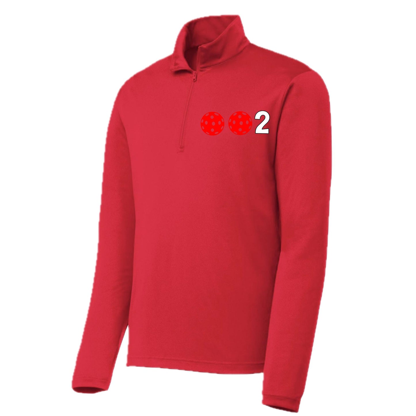 002 Pickleball (Colors Green Orange Red Or Stars) | Men's 1/4 Zip Long Sleeve Pullover Athletic Performance Shirt | 100% Polyester