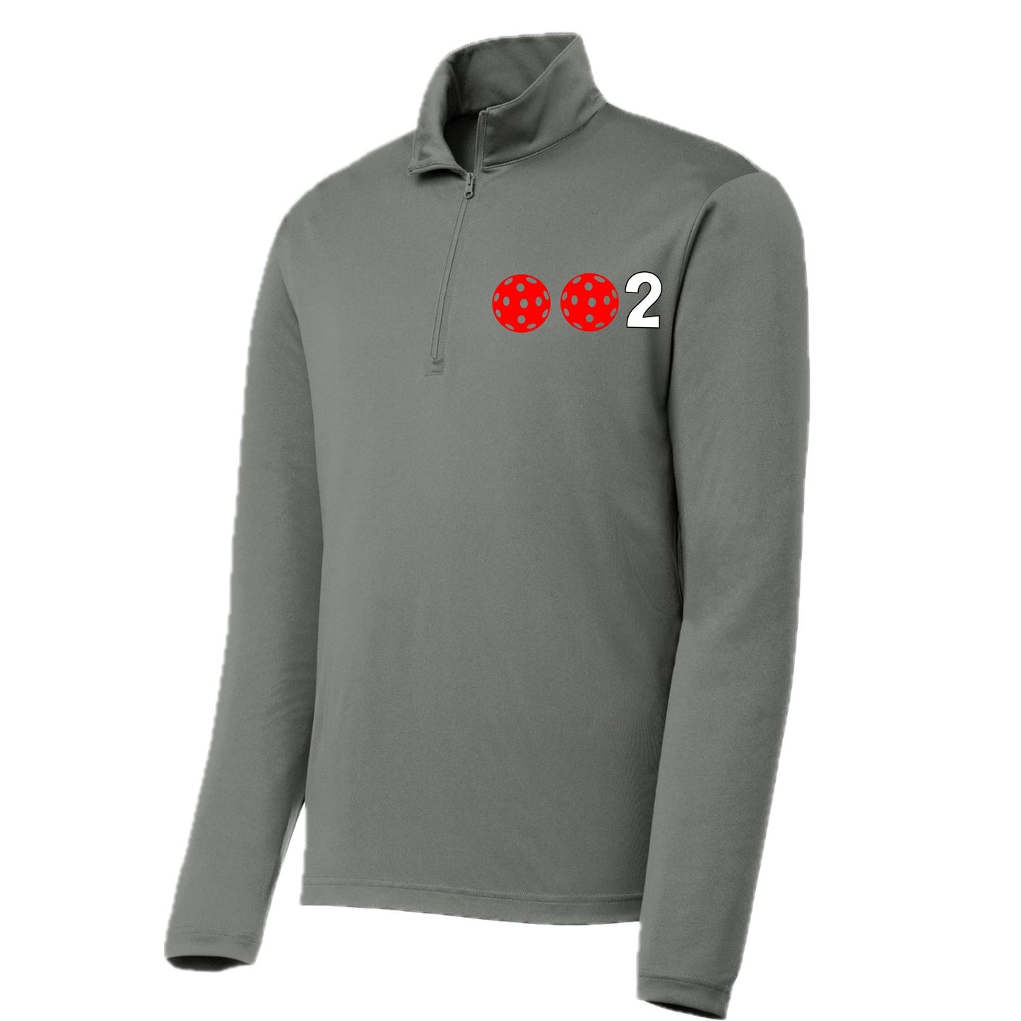 002 Pickleball (Colors Green Orange Red Or Stars) | Men's 1/4 Zip Long Sleeve Pullover Athletic Performance Shirt | 100% Polyester