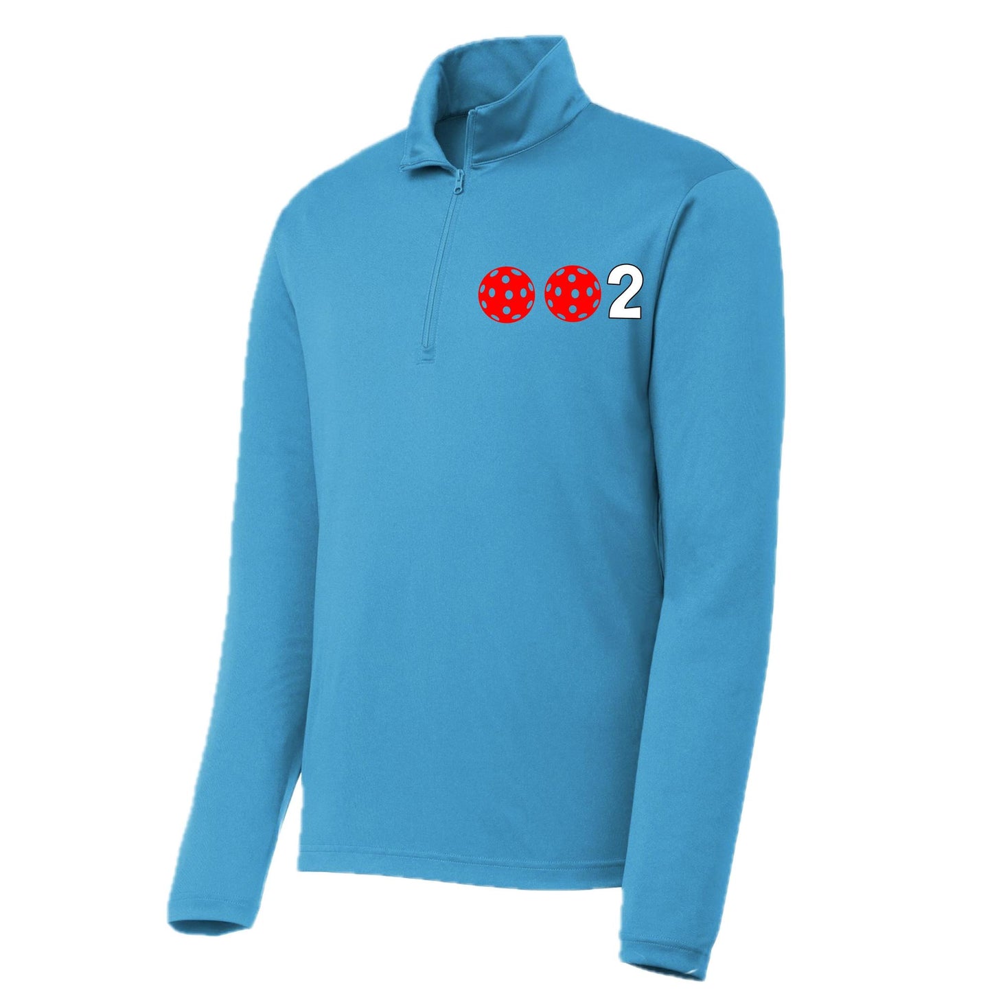002 Pickleball (Colors Green Orange Red Or Stars) | Men's 1/4 Zip Long Sleeve Pullover Athletic Performance Shirt | 100% Polyester