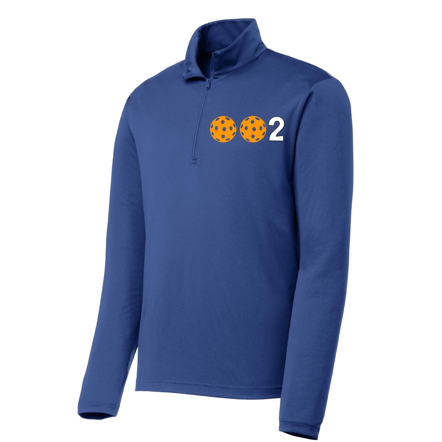002 Pickleball (Colors Green Orange Red Or Stars) | Men's 1/4 Zip Long Sleeve Pullover Athletic Performance Shirt | 100% Polyester
