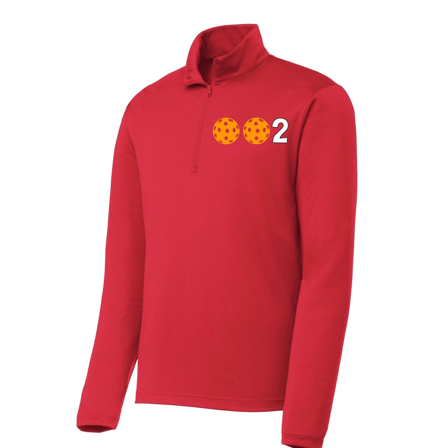 002 Pickleball (Colors Green Orange Red Or Stars) | Men's 1/4 Zip Long Sleeve Pullover Athletic Performance Shirt | 100% Polyester