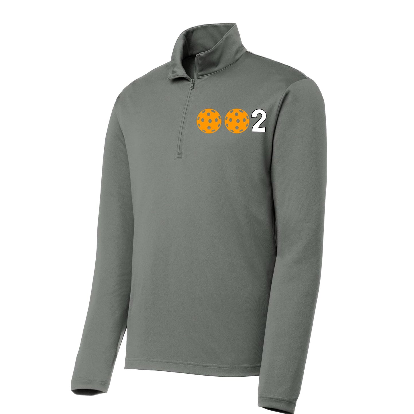 002 Pickleball (Colors Green Orange Red Or Stars) | Men's 1/4 Zip Long Sleeve Pullover Athletic Performance Shirt | 100% Polyester