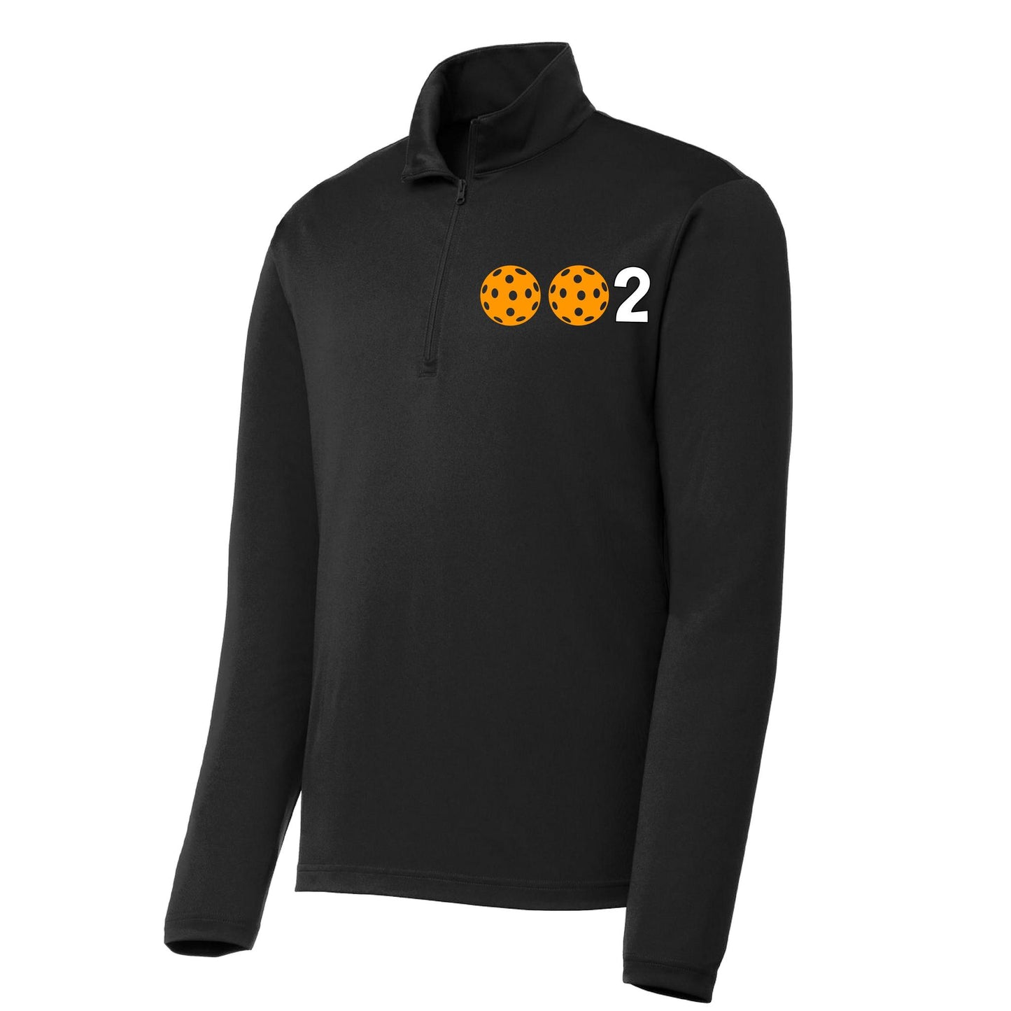 002 Pickleball (Colors Green Orange Red Or Stars) | Men's 1/4 Zip Long Sleeve Pullover Athletic Performance Shirt | 100% Polyester