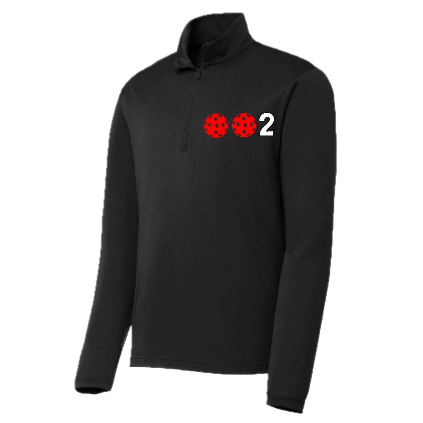 002 Pickleball (Colors Green Orange Red Or Stars) | Men's 1/4 Zip Long Sleeve Pullover Athletic Performance Shirt | 100% Polyester