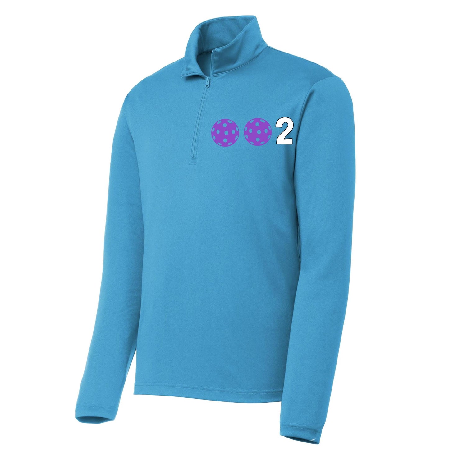 002 Pickleball (Colors Pink Purple Or Rainbow) | Men's 1/4 Zip Long Sleeve Pullover Athletic Performance Shirt | 100% Polyester