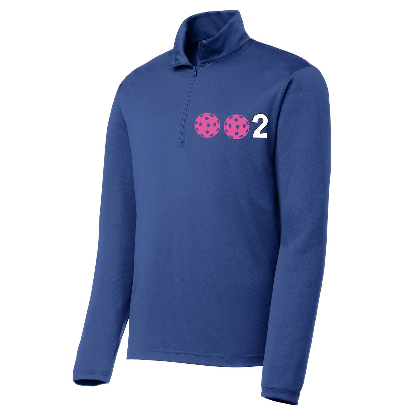 002 Pickleball (Colors Pink Purple Or Rainbow) | Men's 1/4 Zip Long Sleeve Pullover Athletic Performance Shirt | 100% Polyester