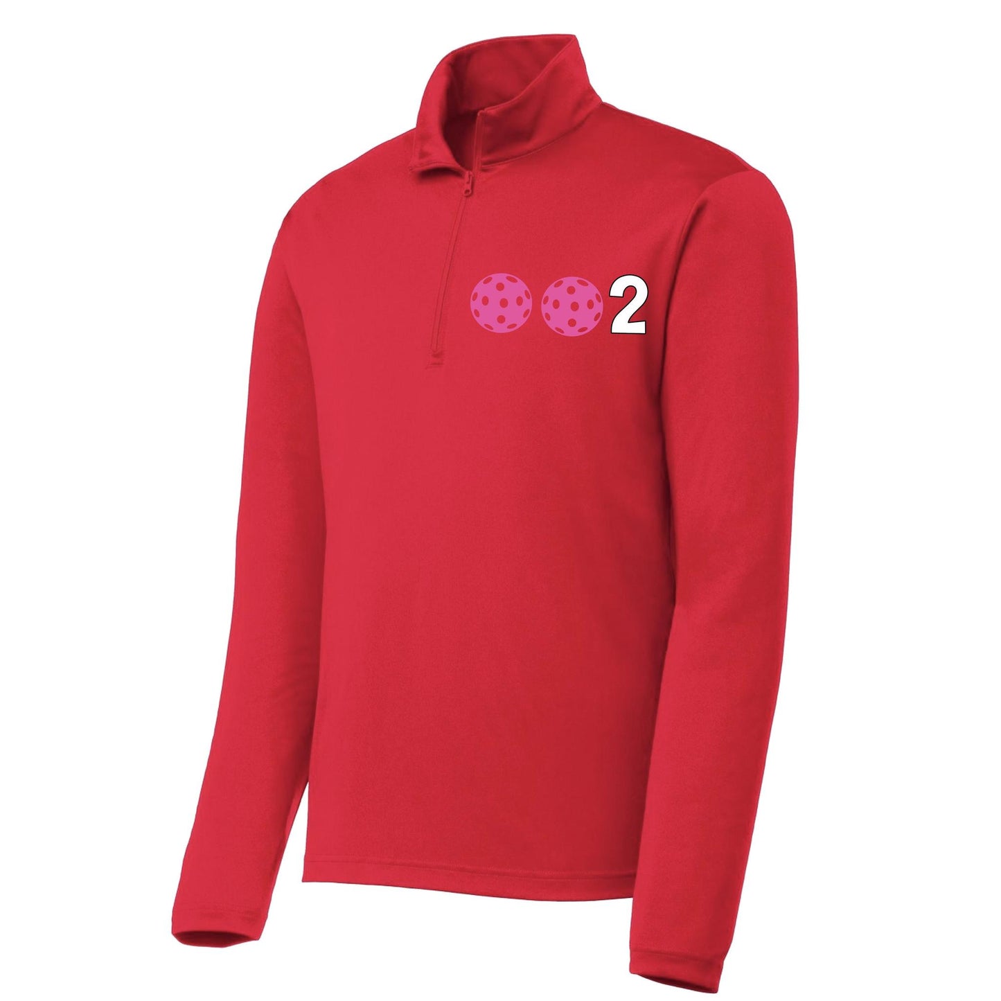 002 Pickleball (Colors Pink Purple Or Rainbow) | Men's 1/4 Zip Long Sleeve Pullover Athletic Performance Shirt | 100% Polyester