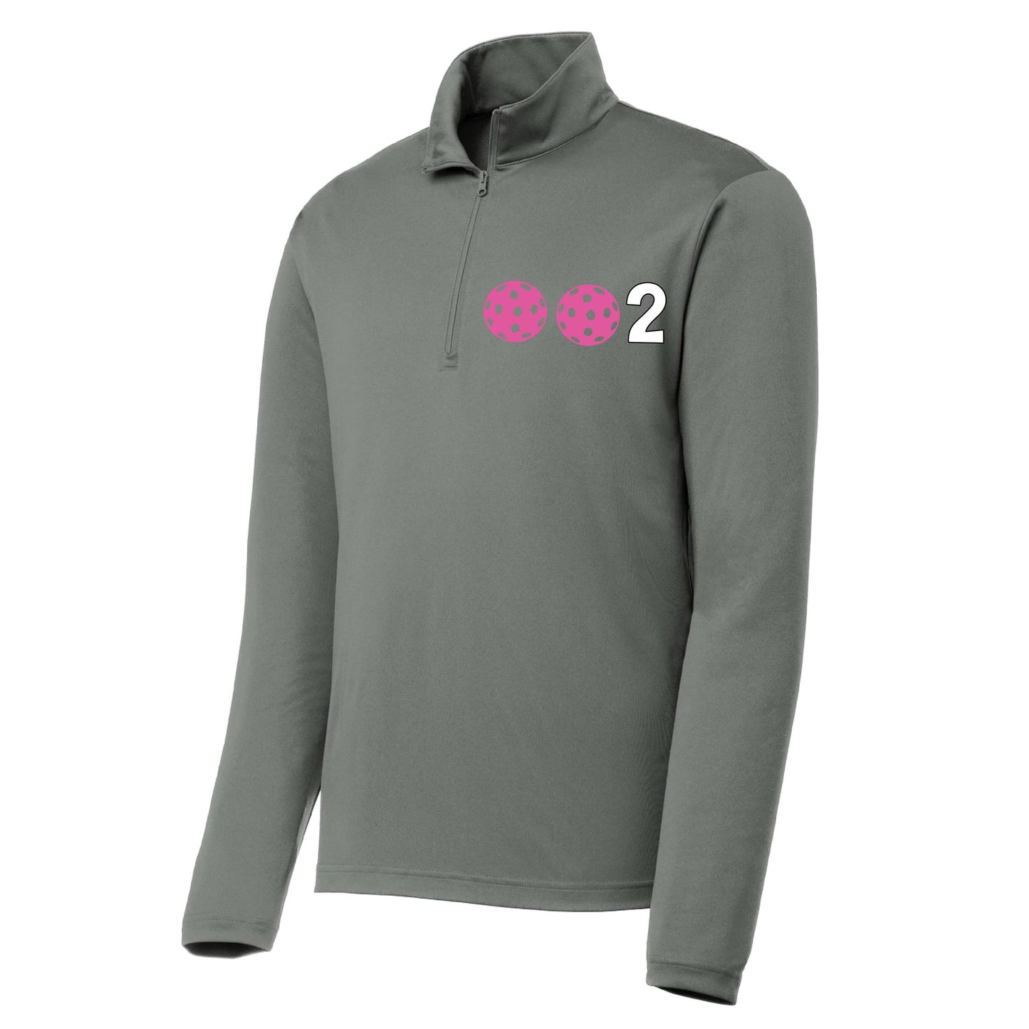 002 Pickleball (Colors Pink Purple Or Rainbow) | Men's 1/4 Zip Long Sleeve Pullover Athletic Performance Shirt | 100% Polyester