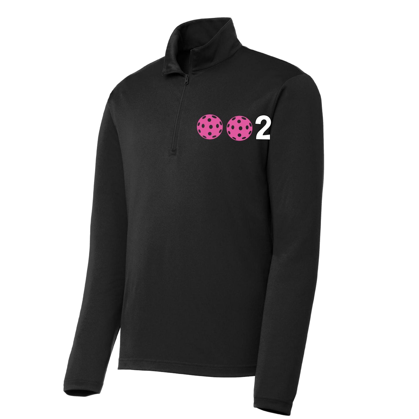 002 Pickleball (Colors Pink Purple Or Rainbow) | Men's 1/4 Zip Long Sleeve Pullover Athletic Performance Shirt | 100% Polyester