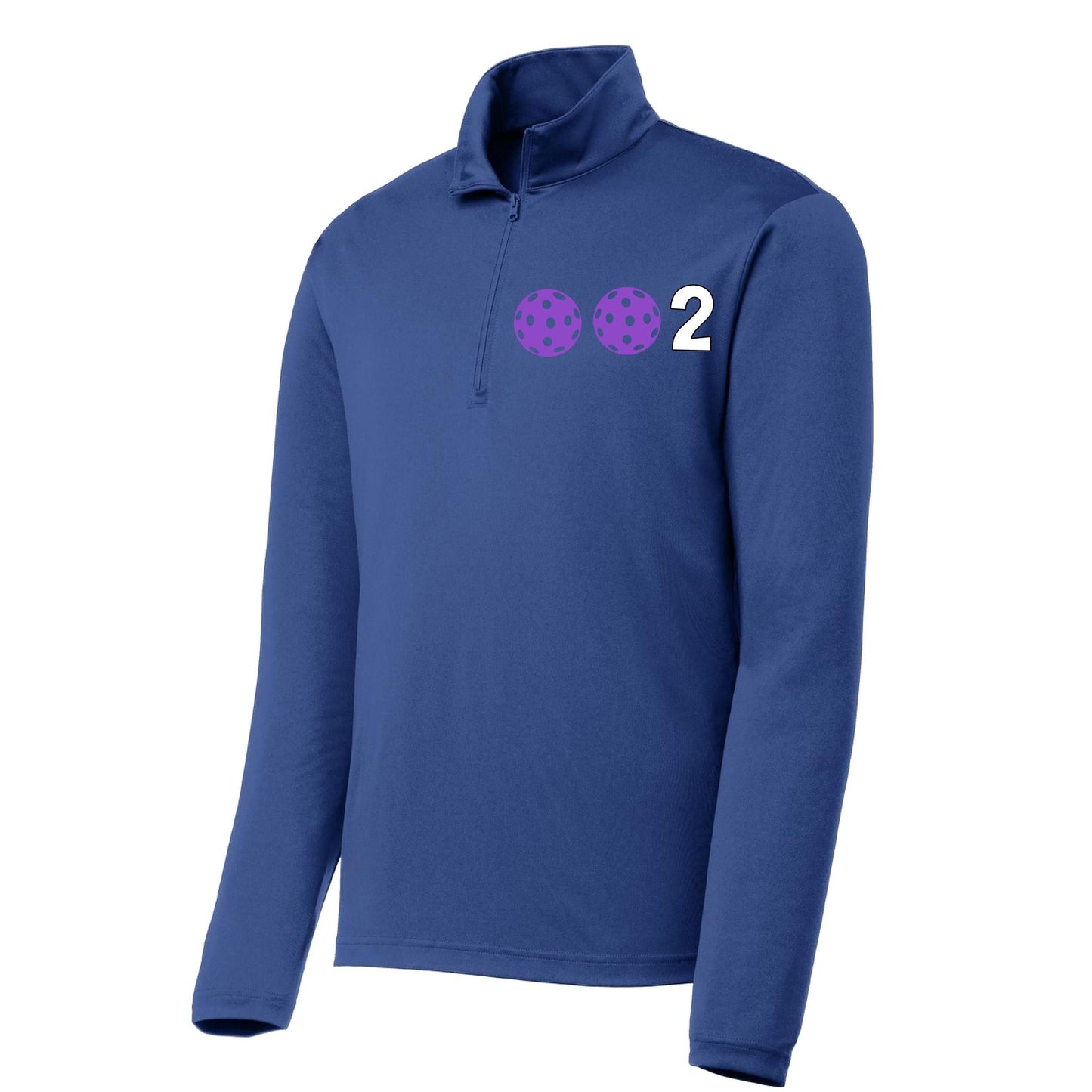 002 Pickleball (Colors Pink Purple Or Rainbow) | Men's 1/4 Zip Long Sleeve Pullover Athletic Performance Shirt | 100% Polyester