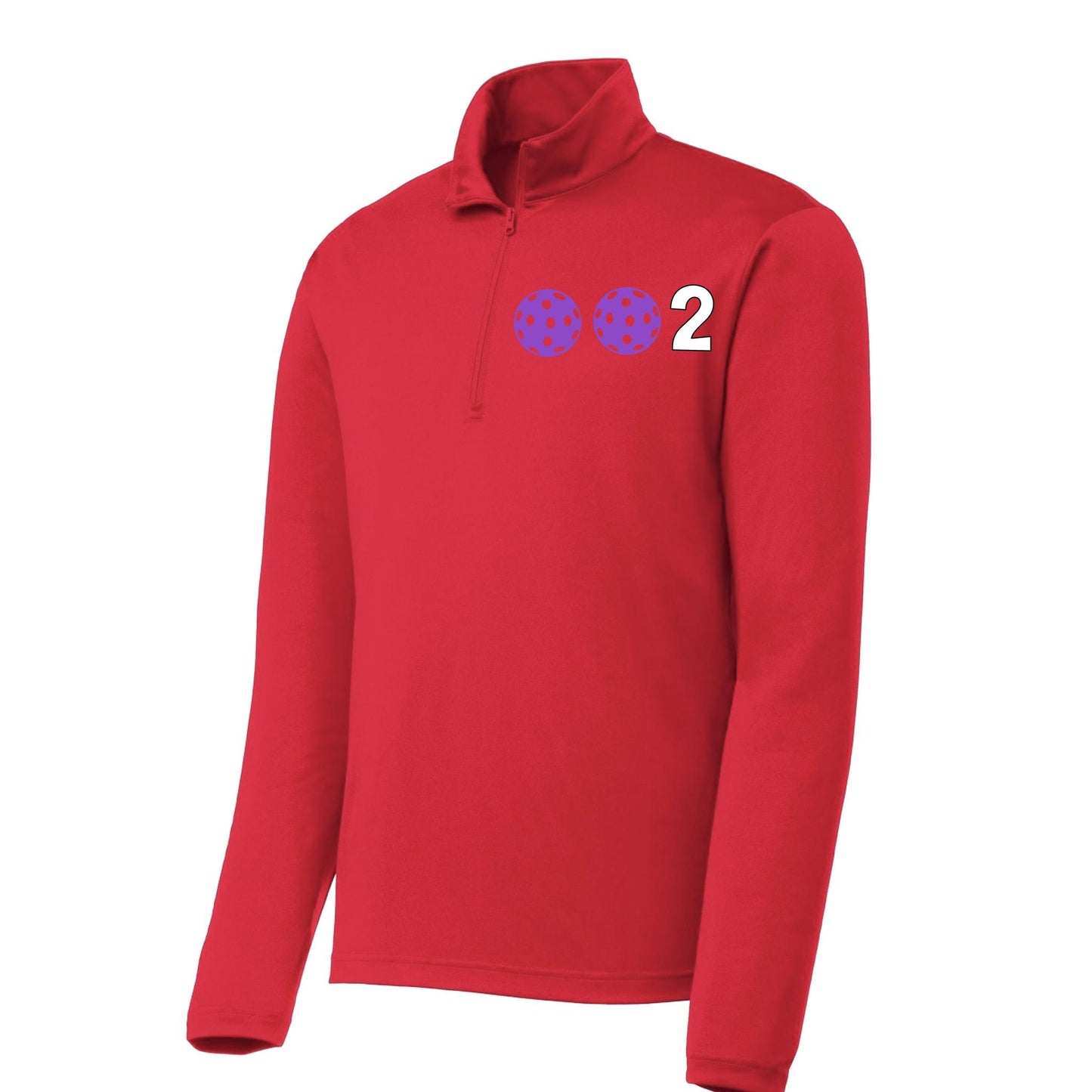 002 Pickleball (Colors Pink Purple Or Rainbow) | Men's 1/4 Zip Long Sleeve Pullover Athletic Performance Shirt | 100% Polyester