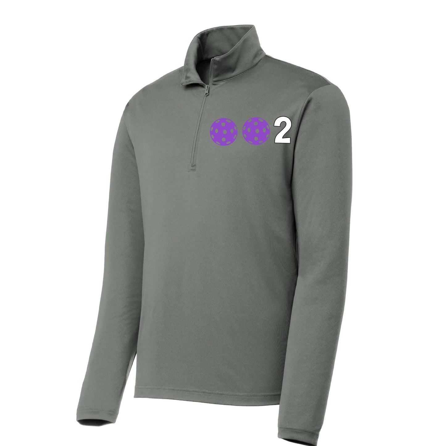 002 Pickleball (Colors Pink Purple Or Rainbow) | Men's 1/4 Zip Long Sleeve Pullover Athletic Performance Shirt | 100% Polyester