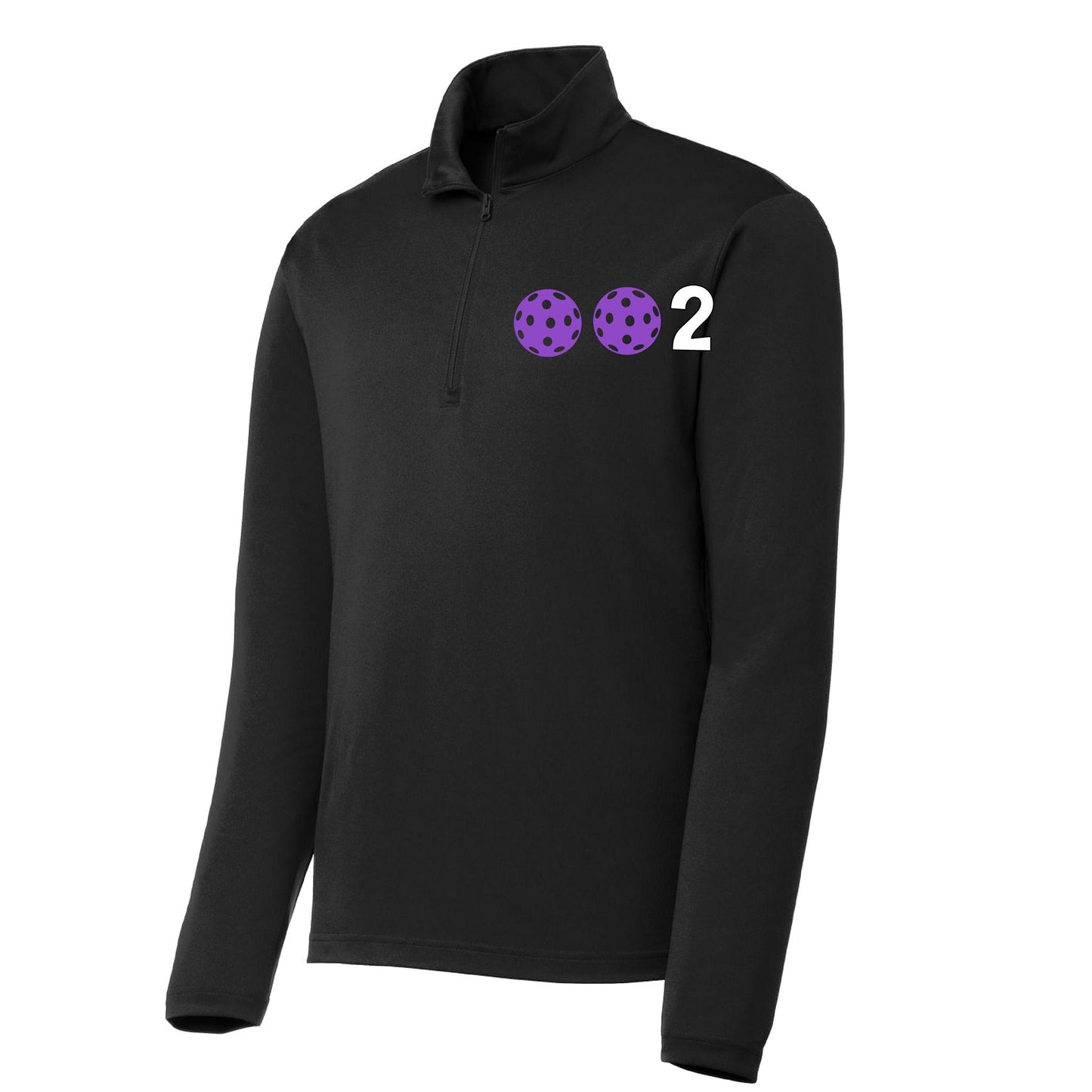 002 Pickleball (Colors Pink Purple Or Rainbow) | Men's 1/4 Zip Long Sleeve Pullover Athletic Performance Shirt | 100% Polyester