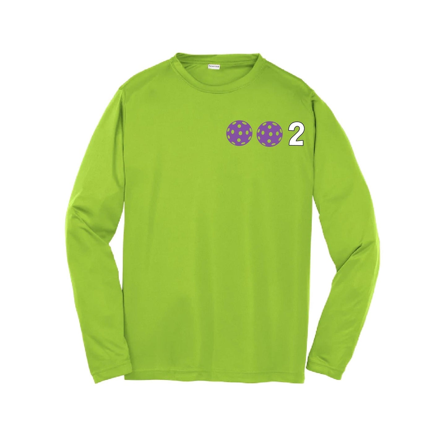 002 Pickleball (Colors Purple Rainbow Pink) | Youth Long Sleeve Pickleball Performance T-Shirts | 100% Polyester