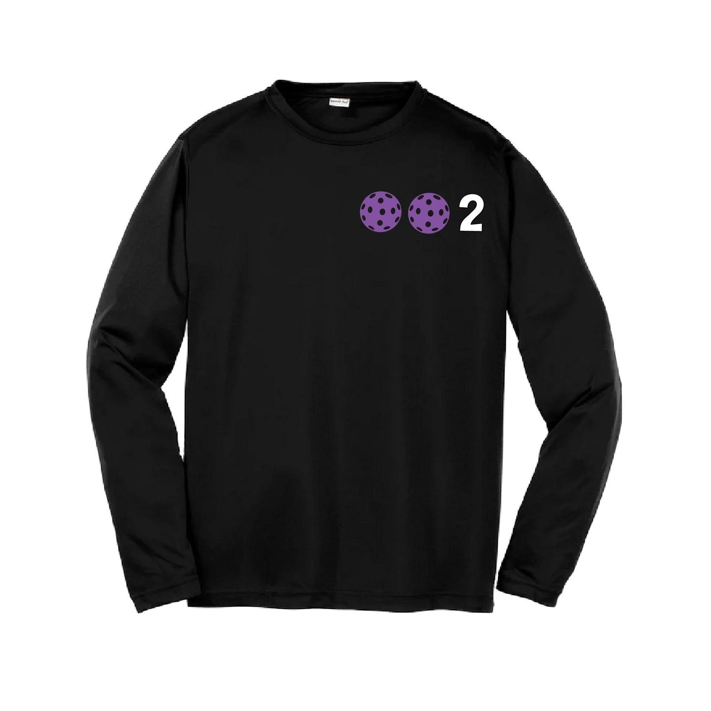 002 Pickleball (Colors Purple Rainbow Pink) | Youth Long Sleeve Pickleball Performance T-Shirts | 100% Polyester