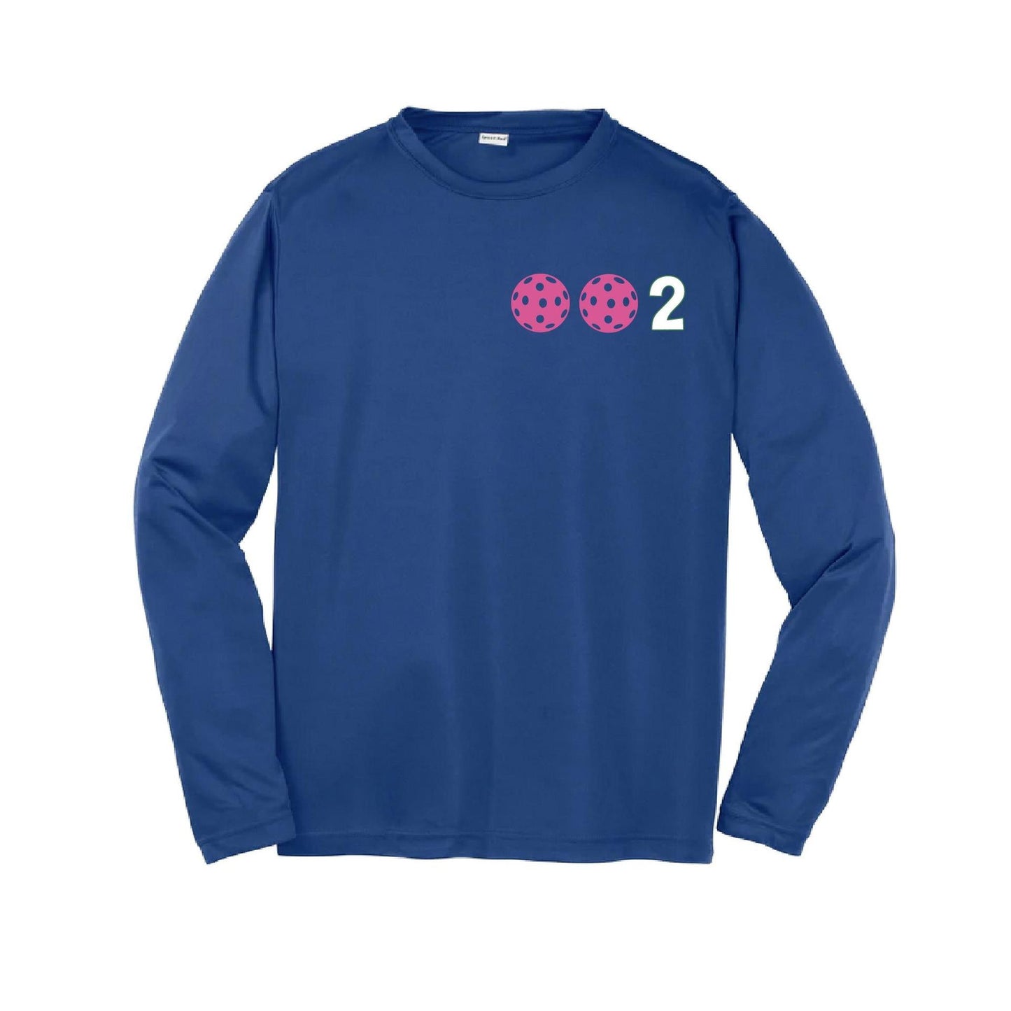 002 Pickleball (Colors Purple Rainbow Pink) | Youth Long Sleeve Pickleball Performance T-Shirts | 100% Polyester