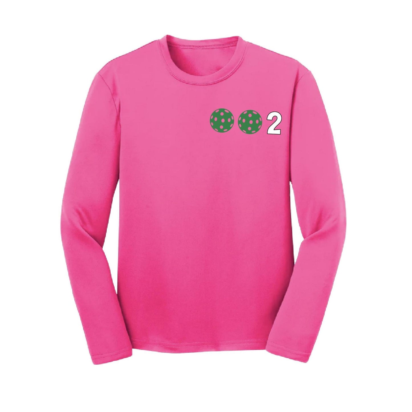 002 Pickleball (Colors Yellow Green White) | Youth Long Sleeve Pickleball Shirts | 100% Polyester