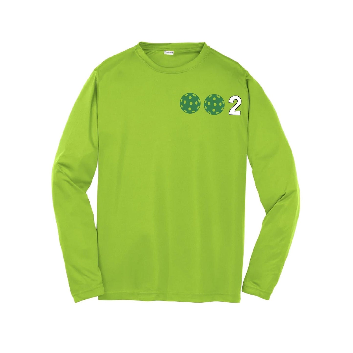 002 Pickleball (Colors Yellow Green White) | Youth Long Sleeve Pickleball Shirts | 100% Polyester