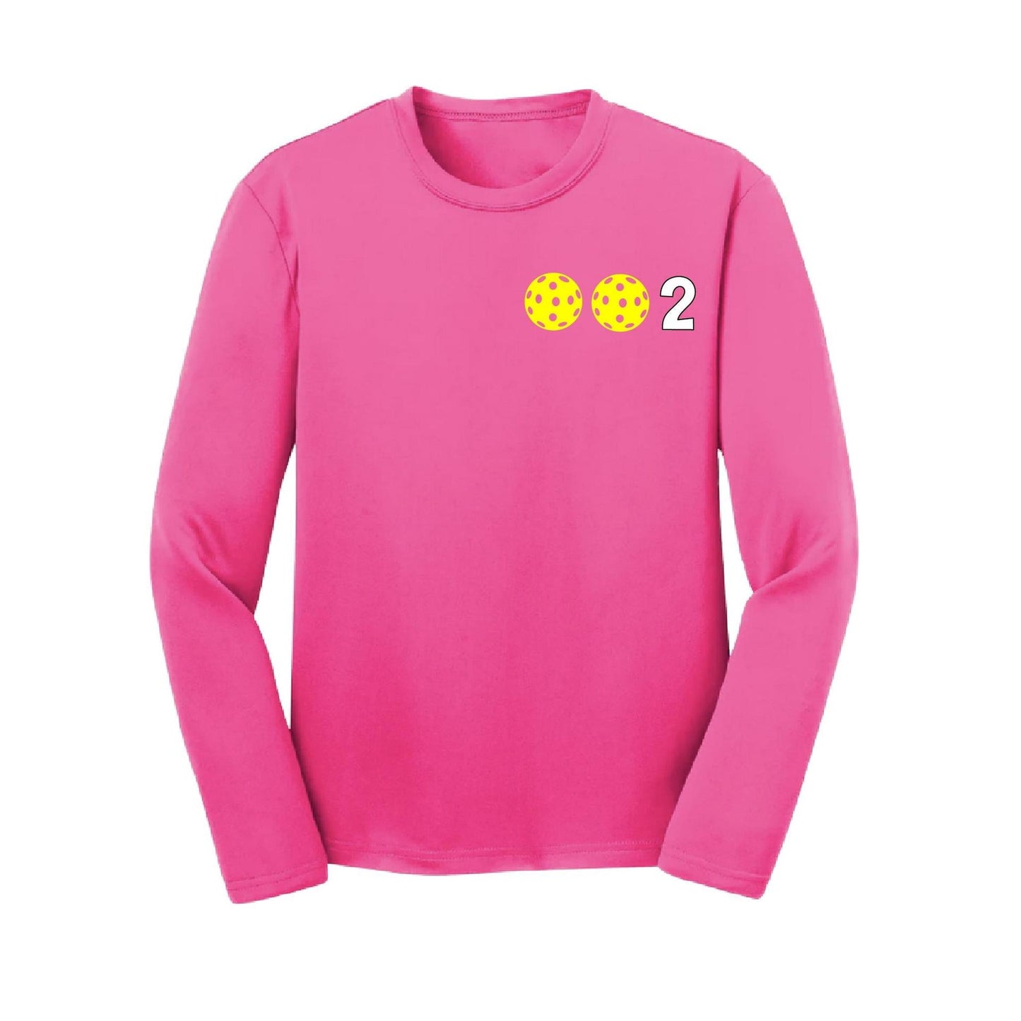 002 Pickleball (Colors Yellow Green White) | Youth Long Sleeve Pickleball Shirts | 100% Polyester