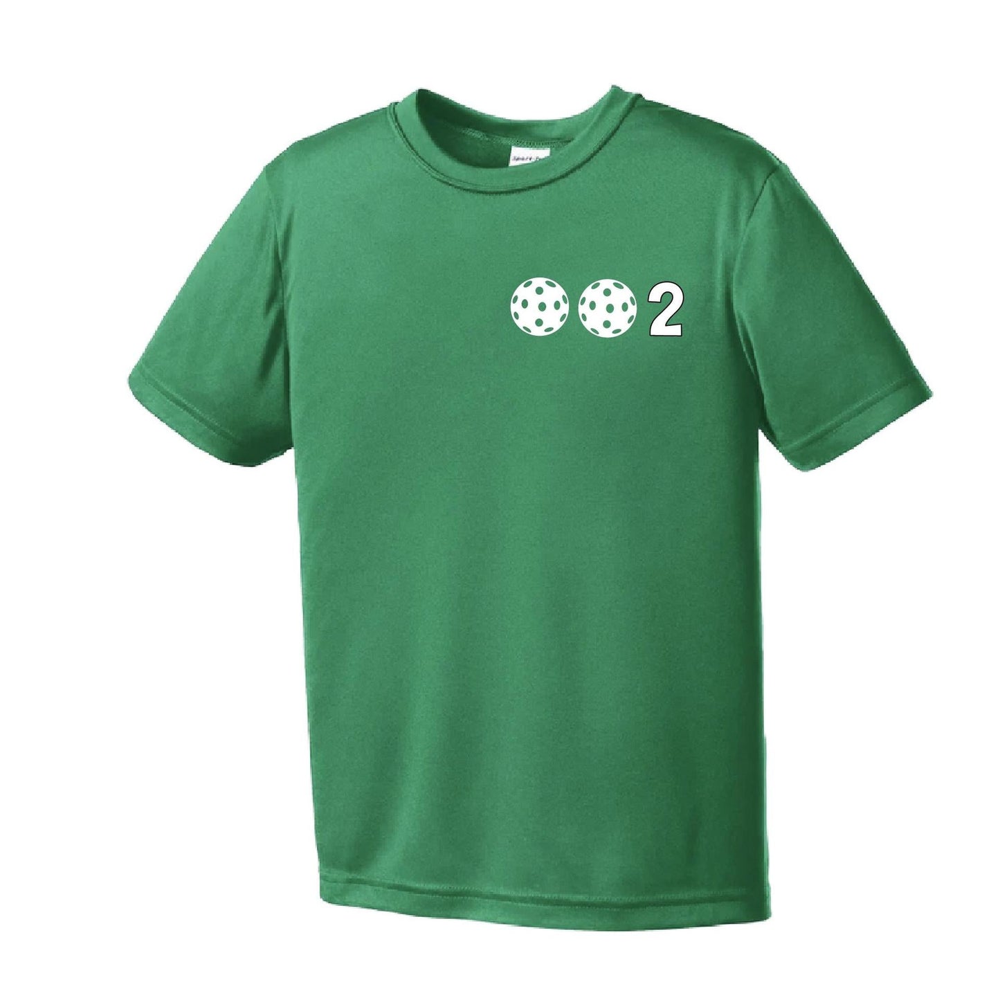 002 Pickleball (Colors Yellow Green White) | Youth Short Sleeve Pickleball Performance T-Shirts | 100% Polyester