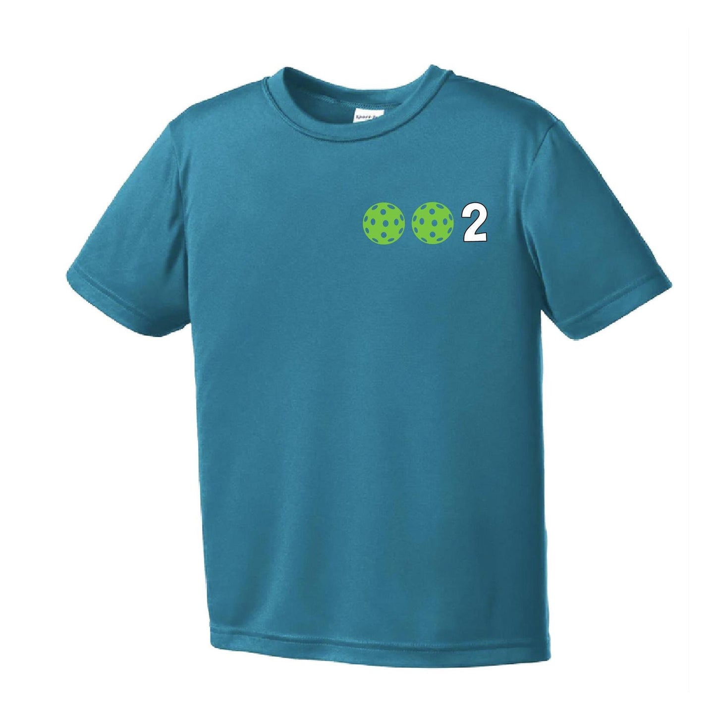 002 Pickleball (Colors Yellow Green White) | Youth Short Sleeve Pickleball Performance T-Shirts | 100% Polyester