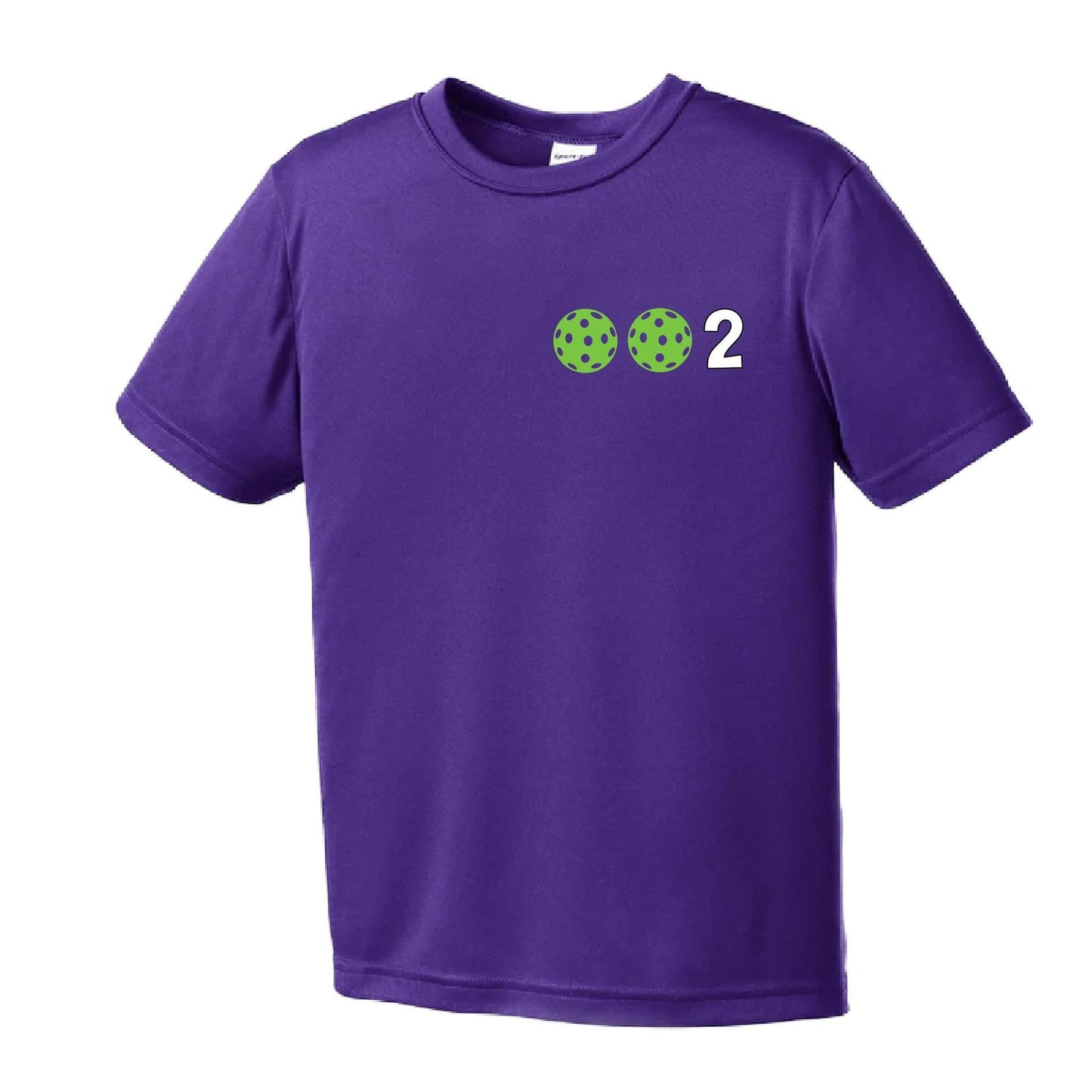 002 Pickleball (Colors Yellow Green White) | Youth Short Sleeve Pickleball Performance T-Shirts | 100% Polyester