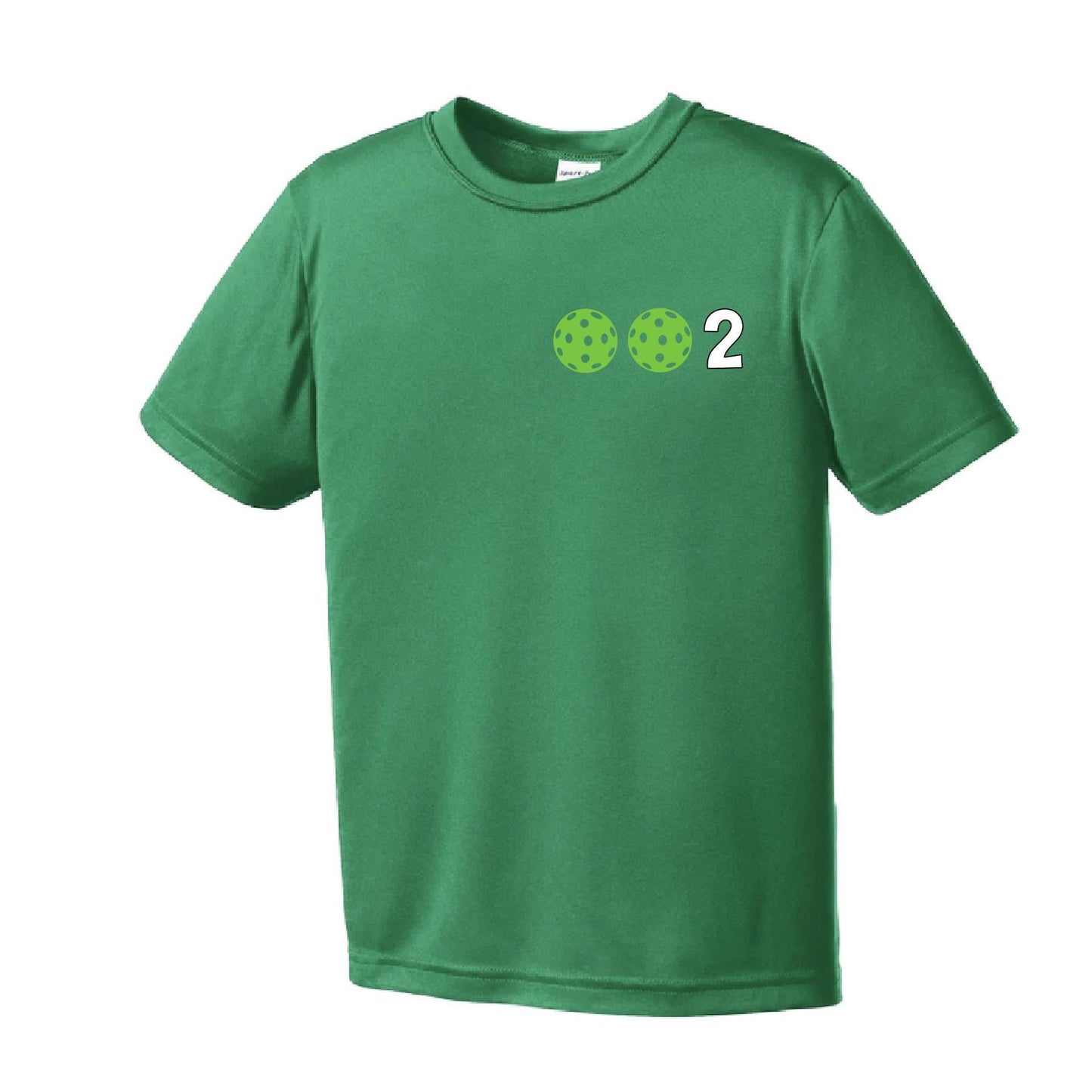 002 Pickleball (Colors Yellow Green White) | Youth Short Sleeve Pickleball Performance T-Shirts | 100% Polyester