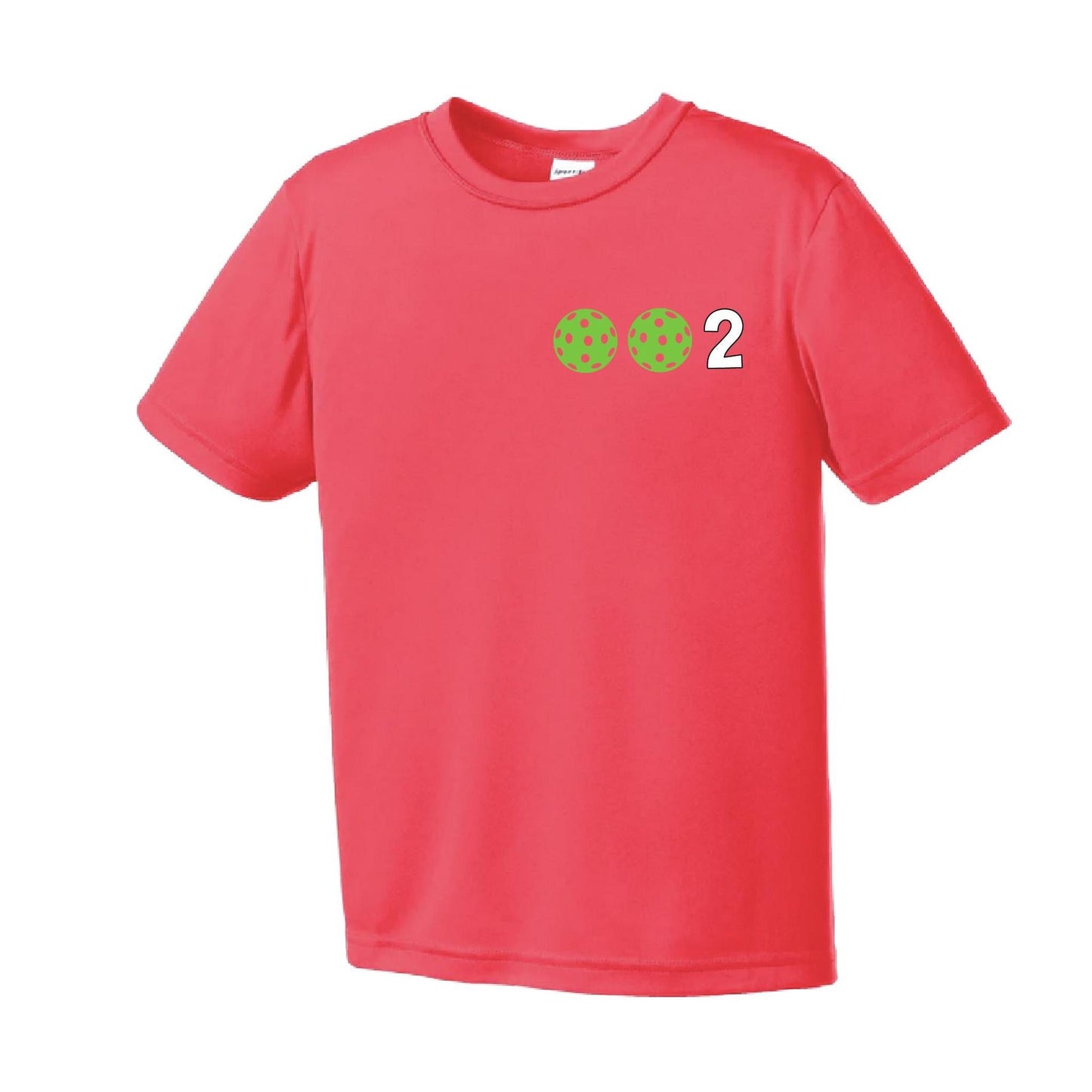 002 Pickleball (Colors Yellow Green White) | Youth Short Sleeve Pickleball Performance T-Shirts | 100% Polyester