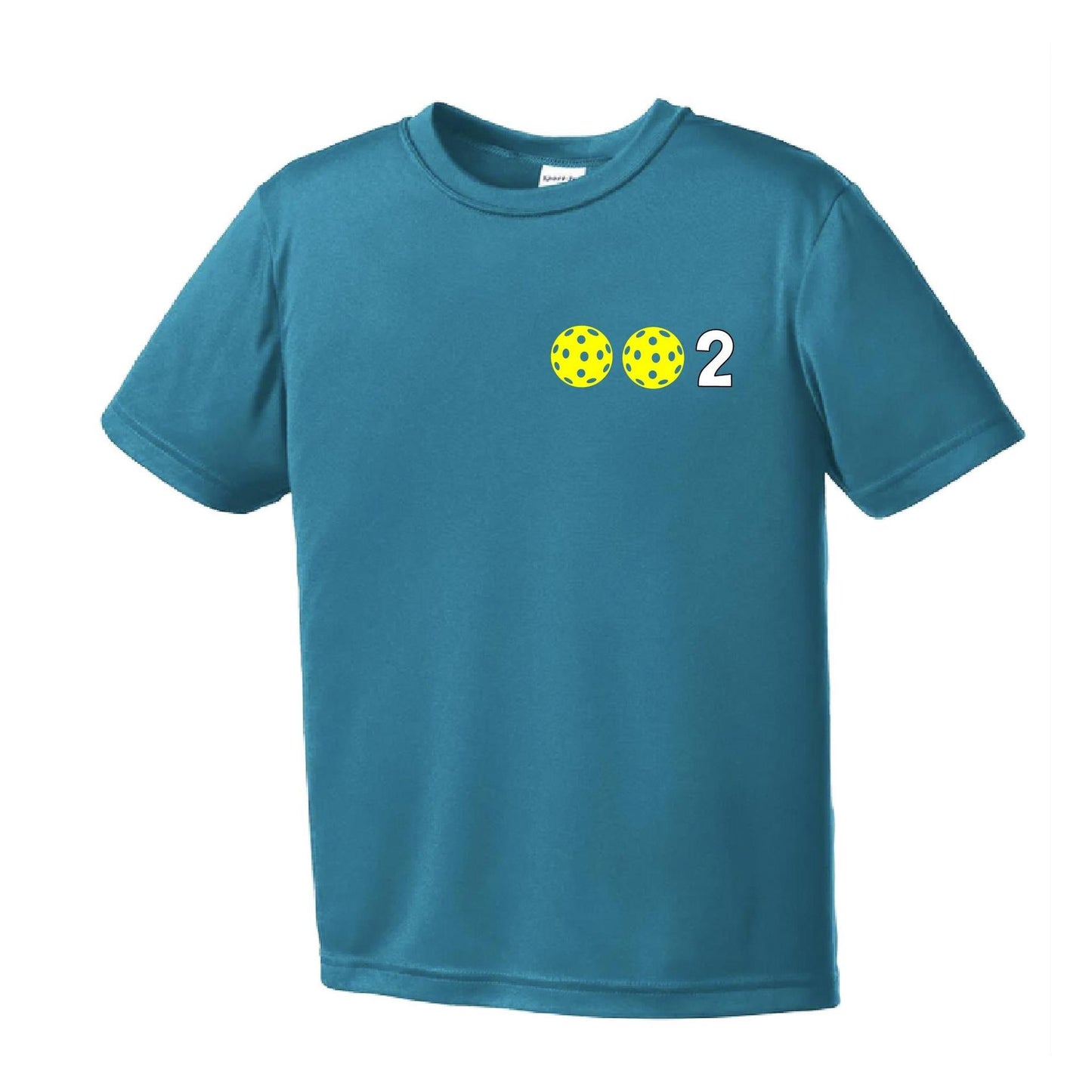 002 Pickleball (Colors Yellow Green White) | Youth Short Sleeve Pickleball Performance T-Shirts | 100% Polyester
