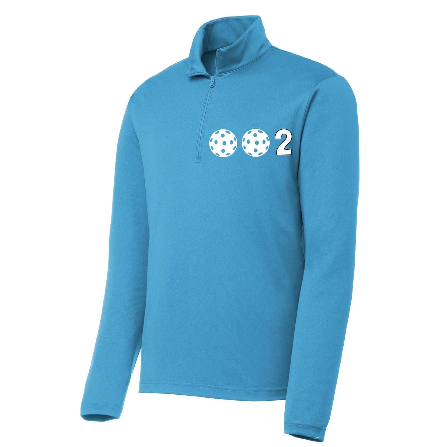 002 Pickleball (Colors Yellow White Or Cyan) | Men's 1/4 Zip Long Sleeve Pullover Athletic Performance Shirt | 100% Polyester
