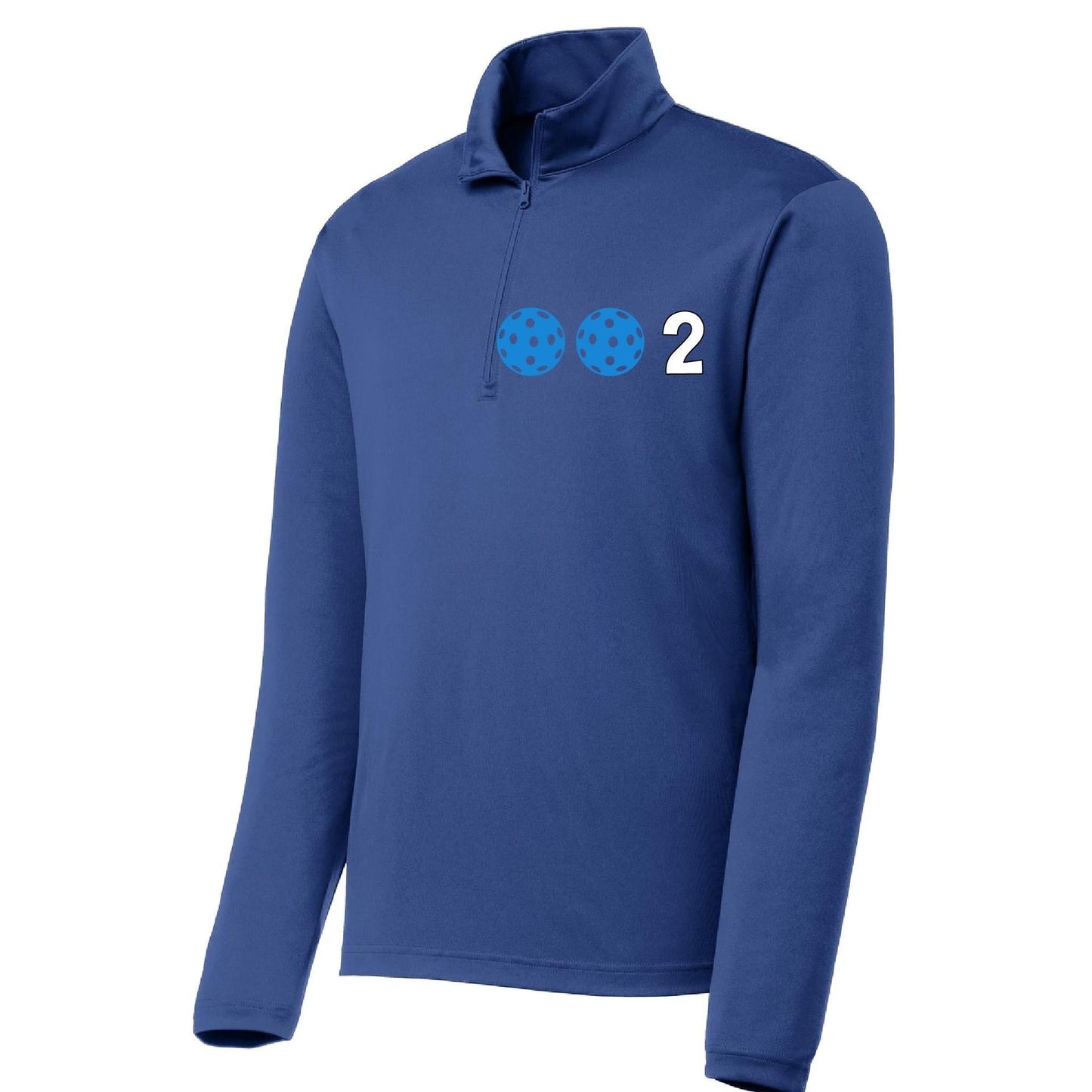 002 Pickleball (Colors Yellow White Or Cyan) | Men's 1/4 Zip Long Sleeve Pullover Athletic Performance Shirt | 100% Polyester