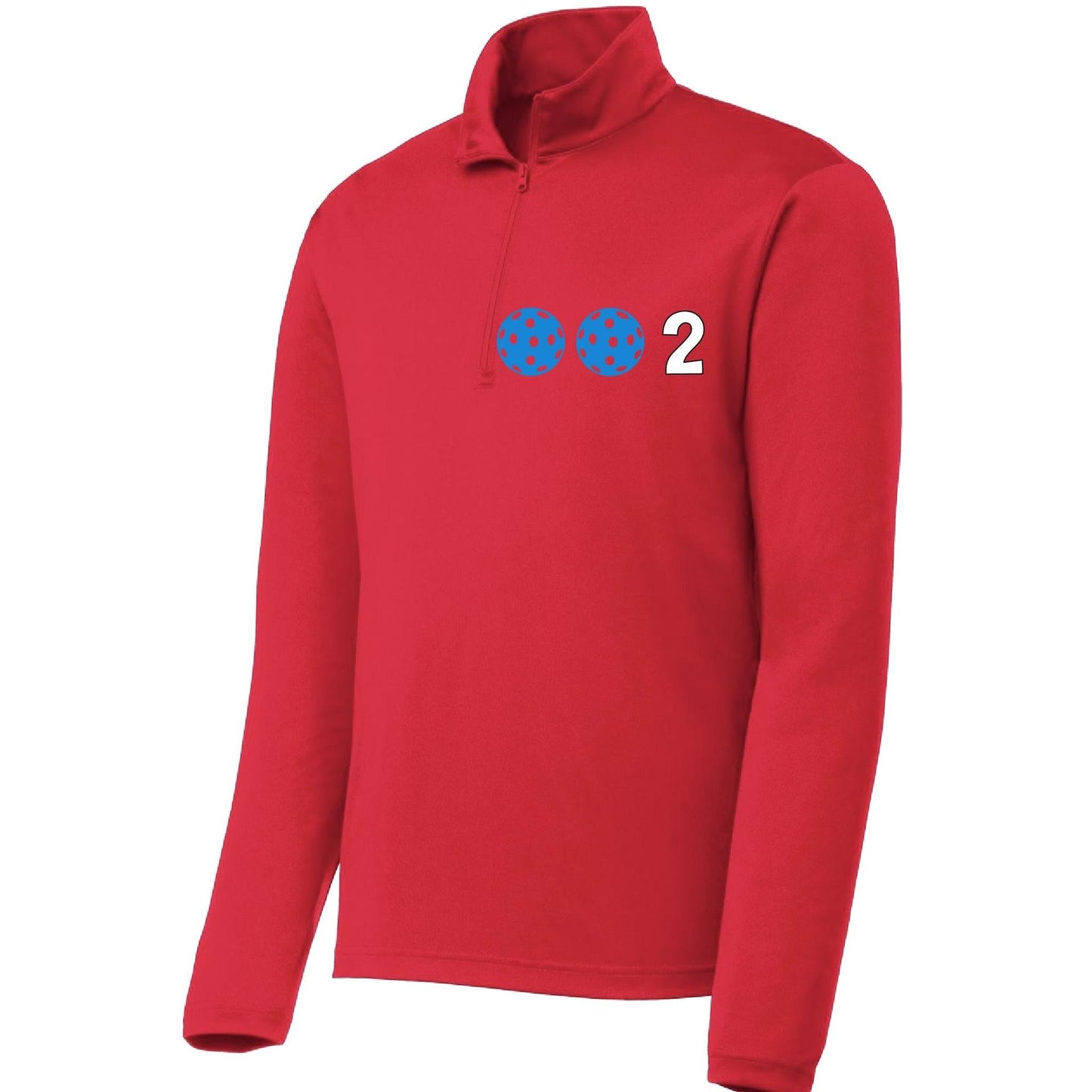 002 Pickleball (Colors Yellow White Or Cyan) | Men's 1/4 Zip Long Sleeve Pullover Athletic Performance Shirt | 100% Polyester
